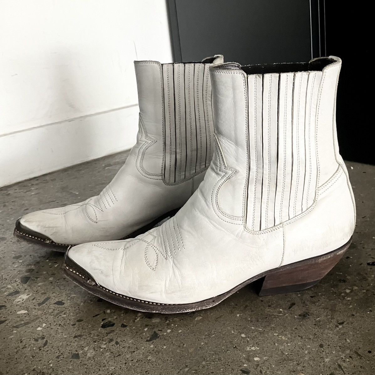 Celine SS22 Cosmic Cruiser Metal Toe Western Boots White Size US 8 / EU 41 - 2 Thumbnail