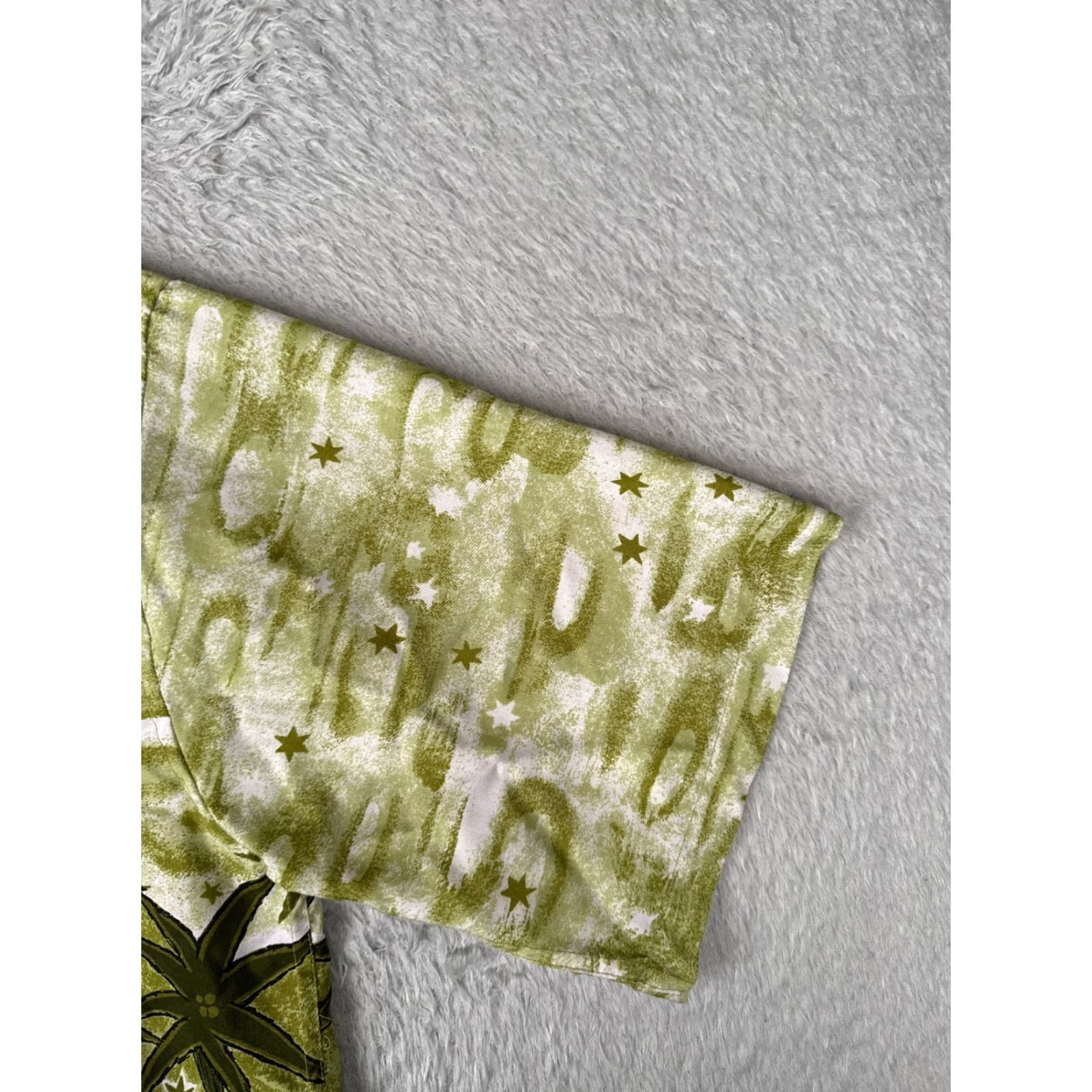 Vintage Ferrous Shirt Men XL Green Floral Palm Star Cotton Hawaiian Button-Up Size US XL / EU 56 / 4 - 2 Thumbnail