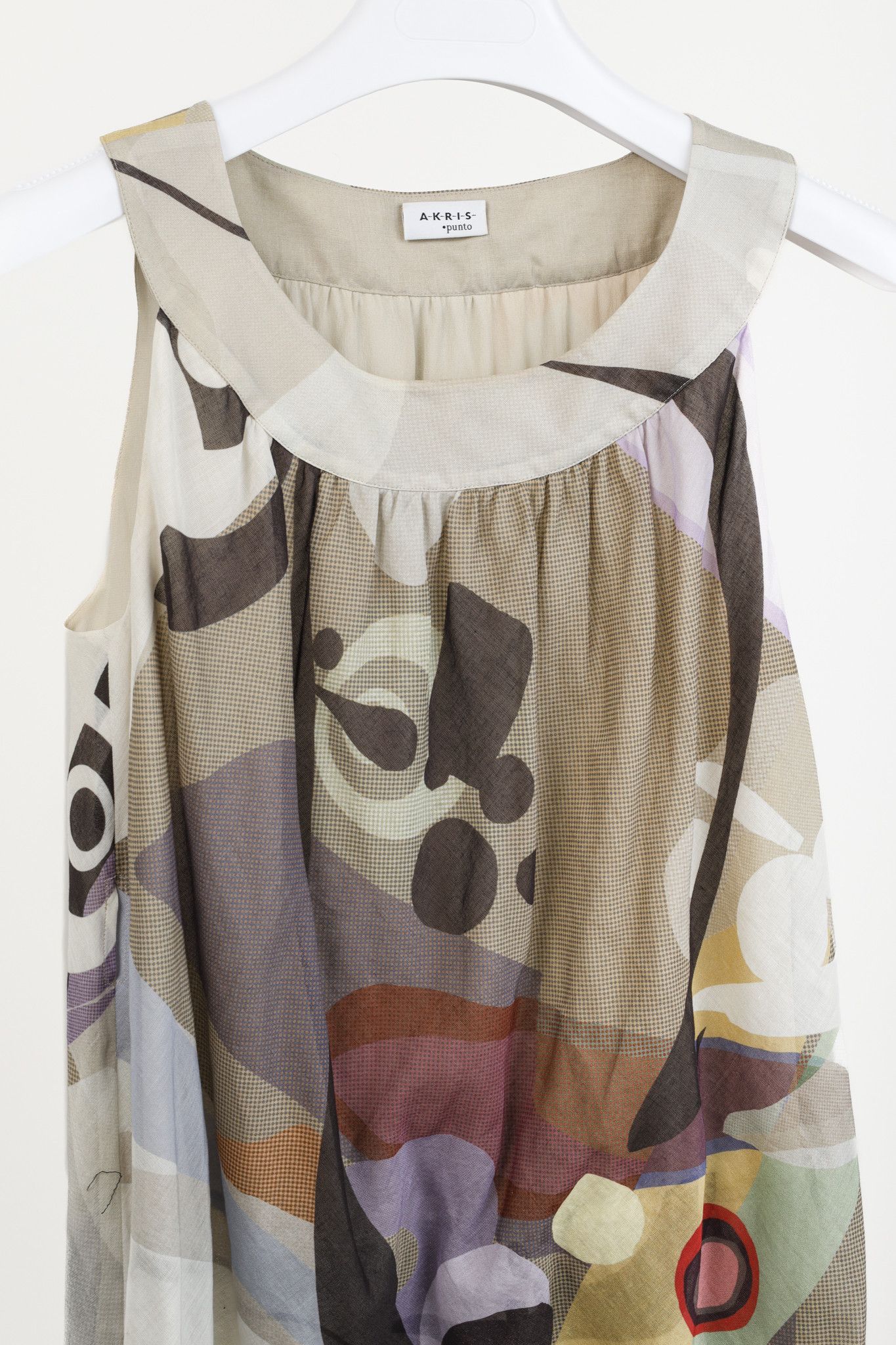 Akris Akris Abstract Earth Tones Print Sleeveless Blouse Size M / US 6-8 / IT 42-44 - 3 Thumbnail