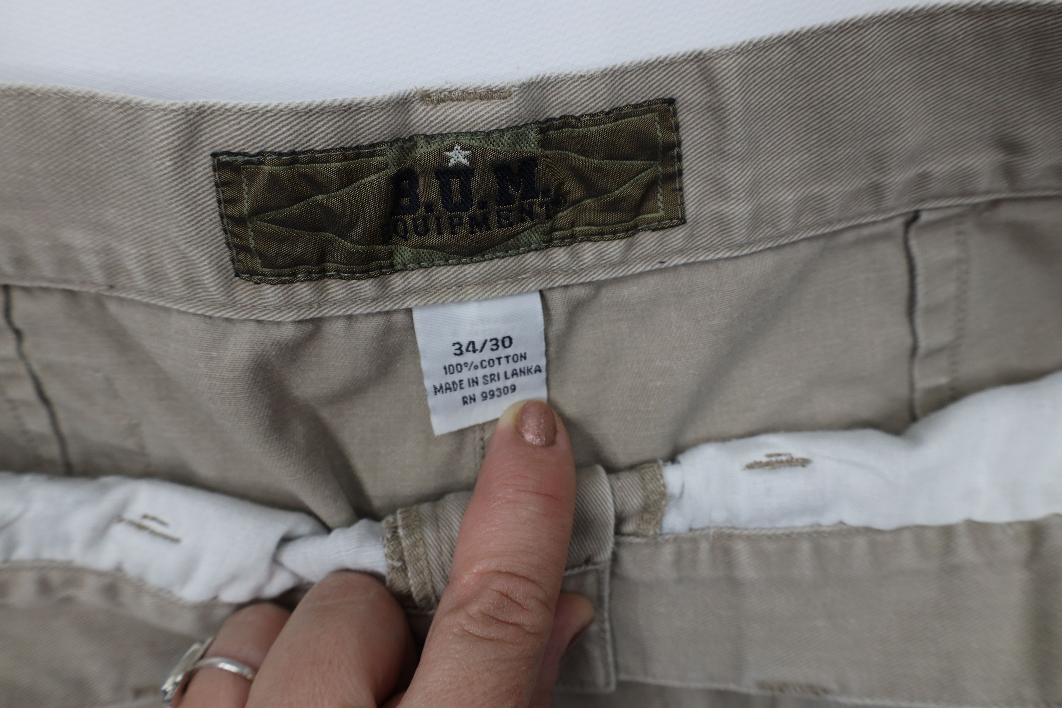 Vintage Vintage 90s Bum Equipment Baggy Wide Leg Cargo Pants Beige Size US 34 / EU 50 - 7 Thumbnail