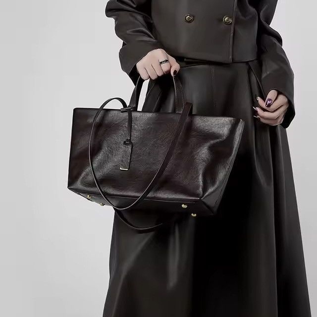 Leather Soft Leather Large Capacity Tote Bag Size ONE SIZE - 3 Thumbnail