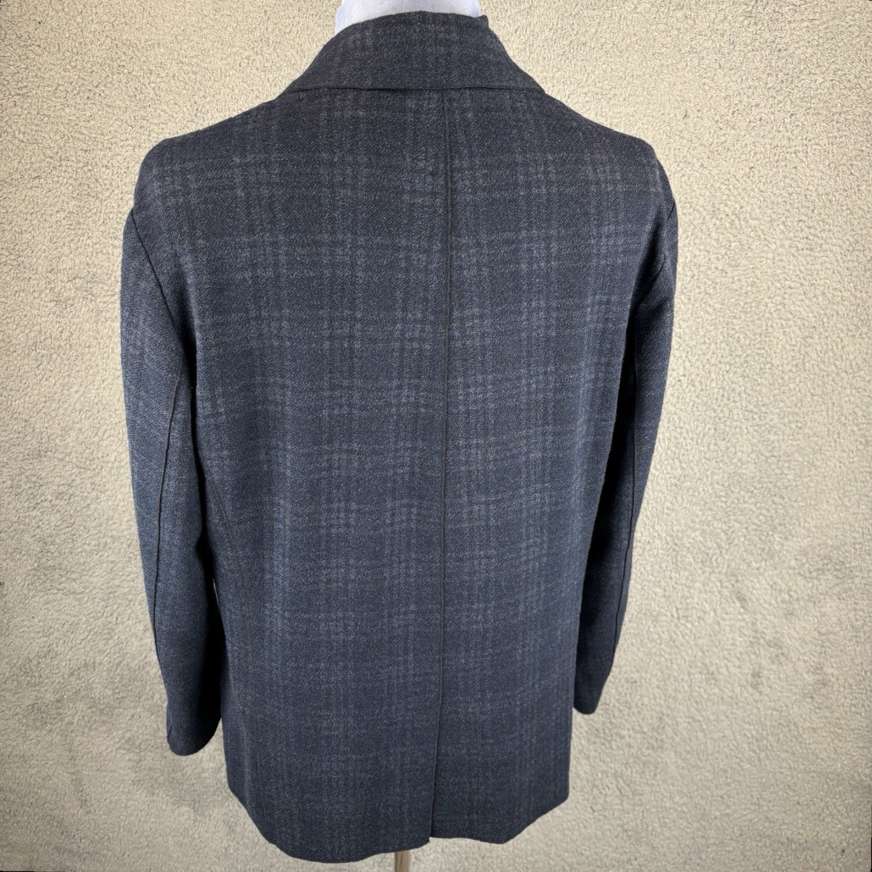 BUGATCHI Bugatchi Blazer XL 42R Navy Plaid Notch Lapel Single-Breasted Two-Button Classic Coat Mens Activewear Jacket Coat Size 46R - 5 Thumbnail