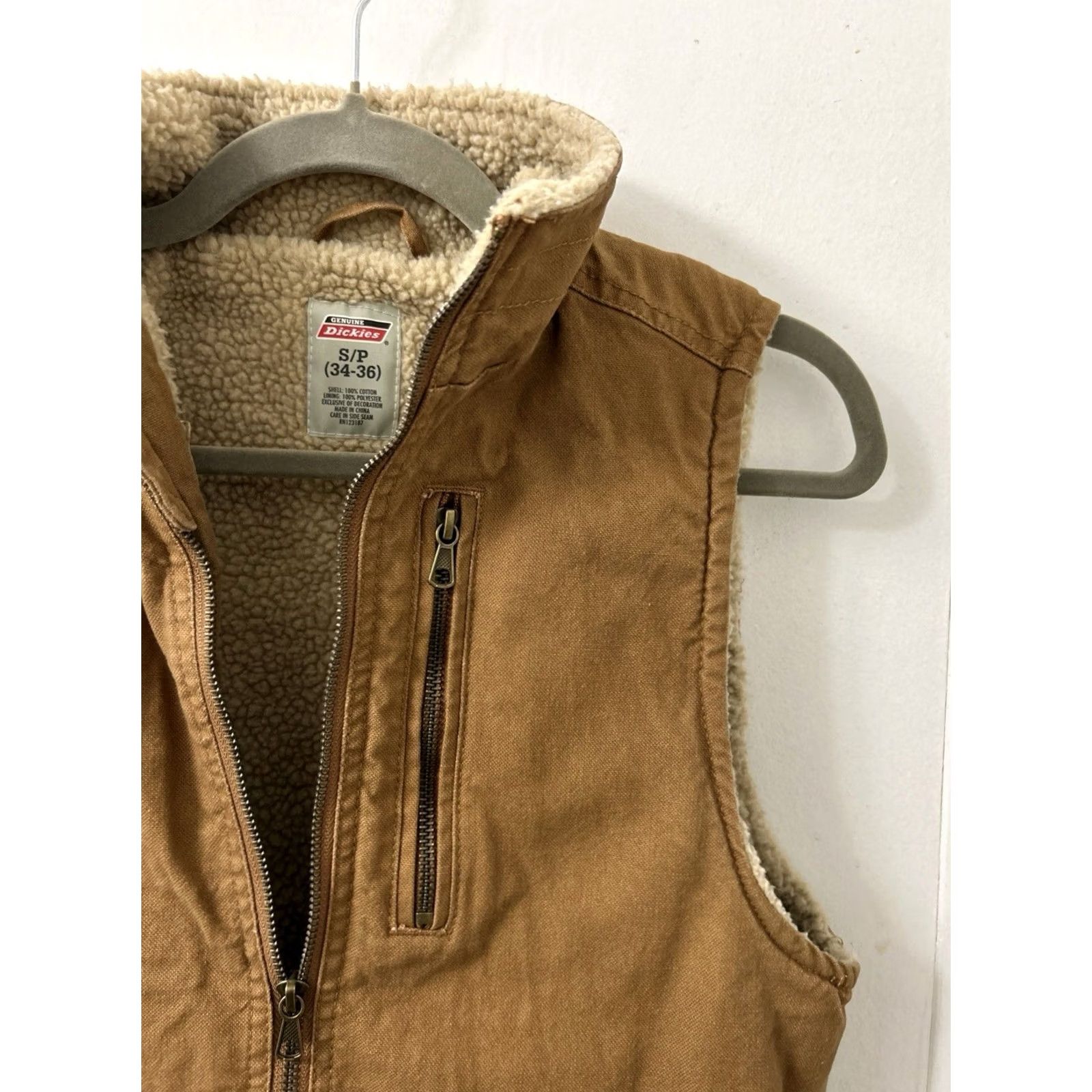 Dickies Dickies Vest Mens S Brown Duck Canvas Full Zip Lined Pockets Sherpa Insulated Workwear Jacket/Cotton Canvas Vest with Zipper Pockets Size US S / EU 44-46 / 1 - 6 Thumbnail