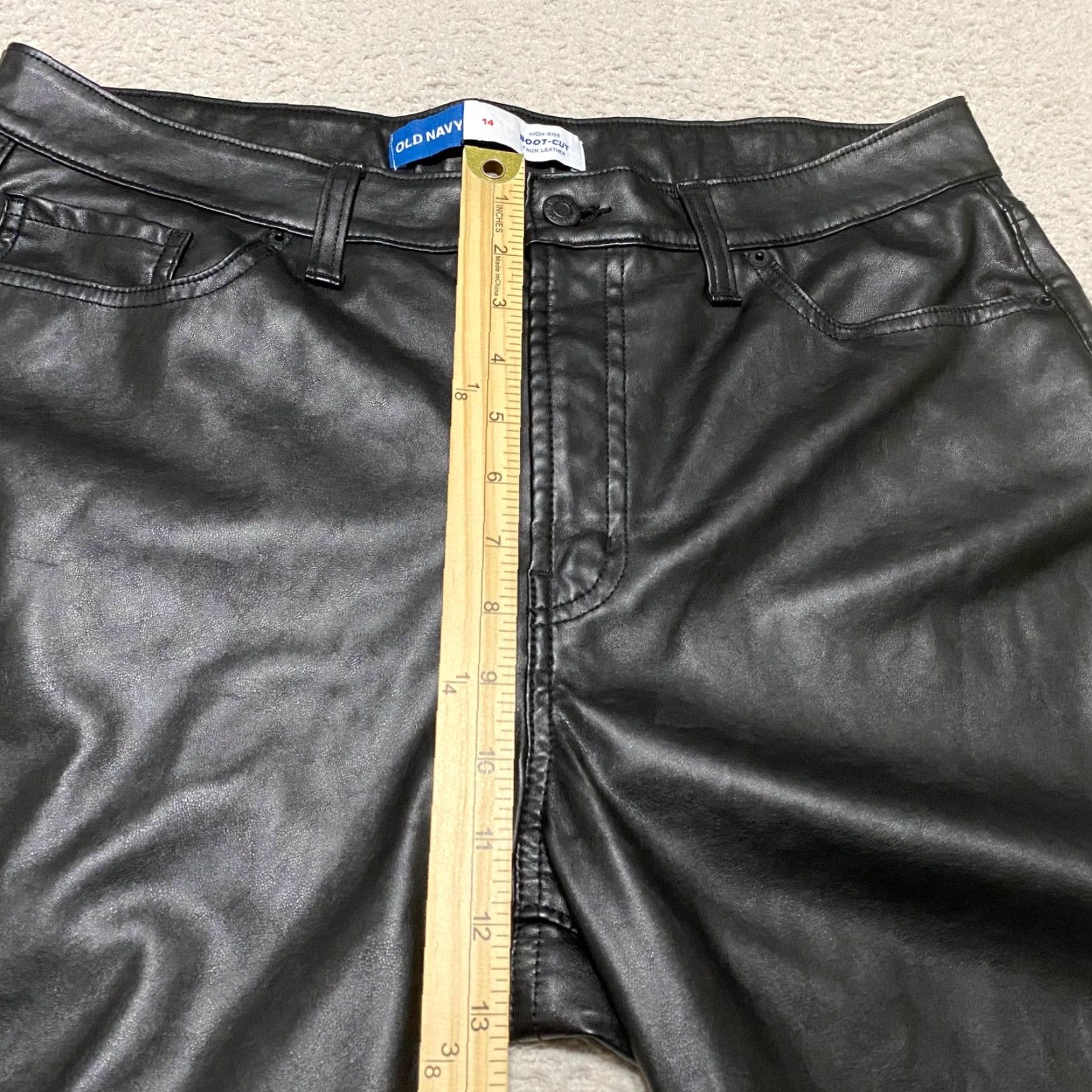 Old Navy Old Navy Womens Pants Black sz 14 High Rise Bootcut Faux Leather Goth Motorcycle Size 36" / US 14 / IT 50 - 4 Thumbnail