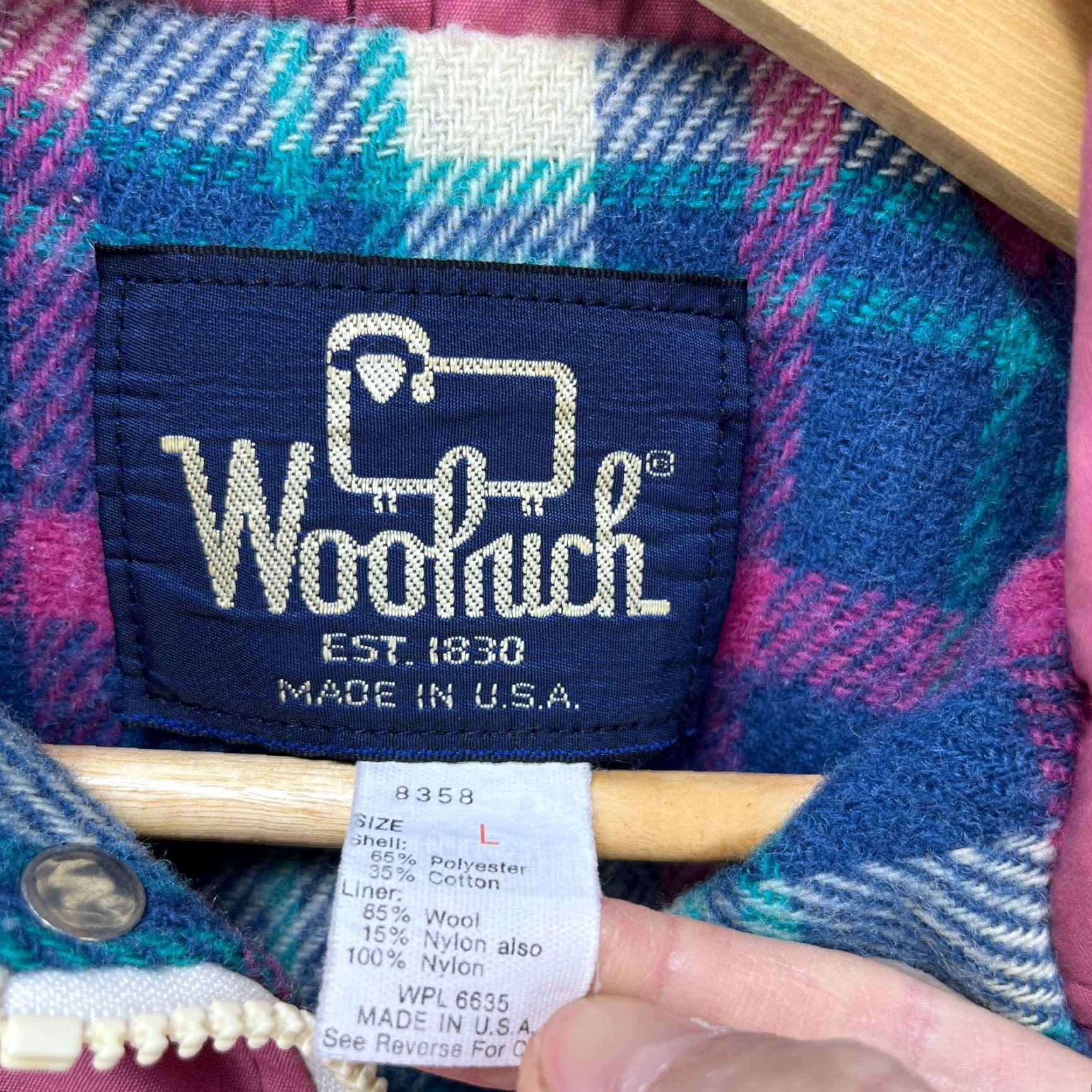 Vintage VINTAGE Woolrich Jacket Plaid Lined Made in USA Pink Womens Large 90s Windbreaker Size L / US 10 / IT 46 - 4 Thumbnail