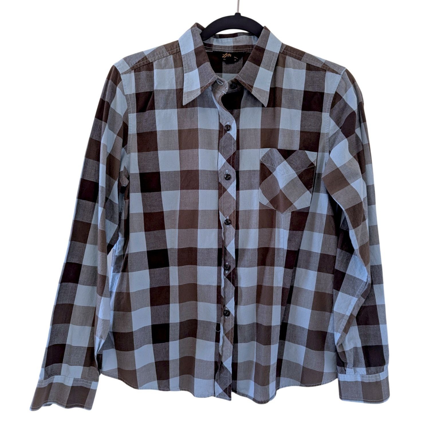 L.L. Bean L.L. Bean Blue Brown Buffalo Plaid Cotton Button Down Sz 10 Size L / US 10 / IT 46 - 1 Thumbnail