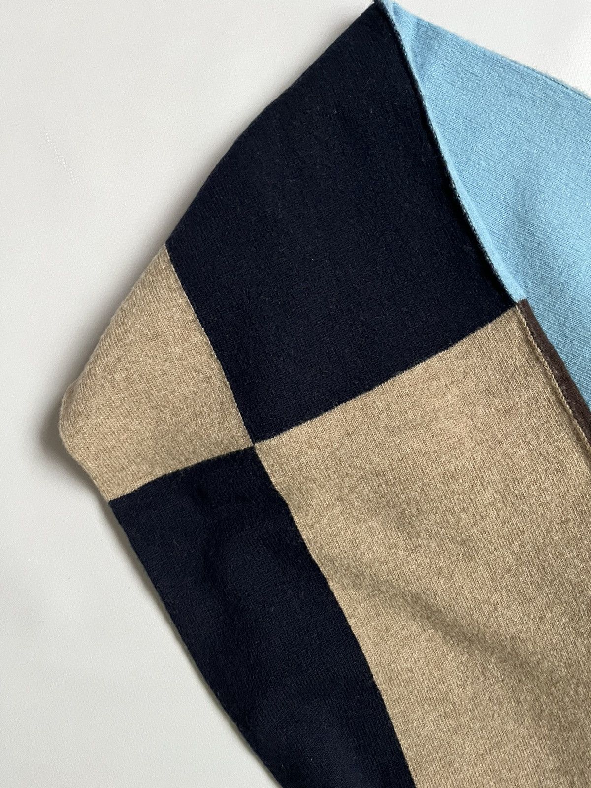 Drake's DRAKE`S LONDON Unisex Scotland Lambswool Blue Brown Scarf Size ONE SIZE - 9 Thumbnail
