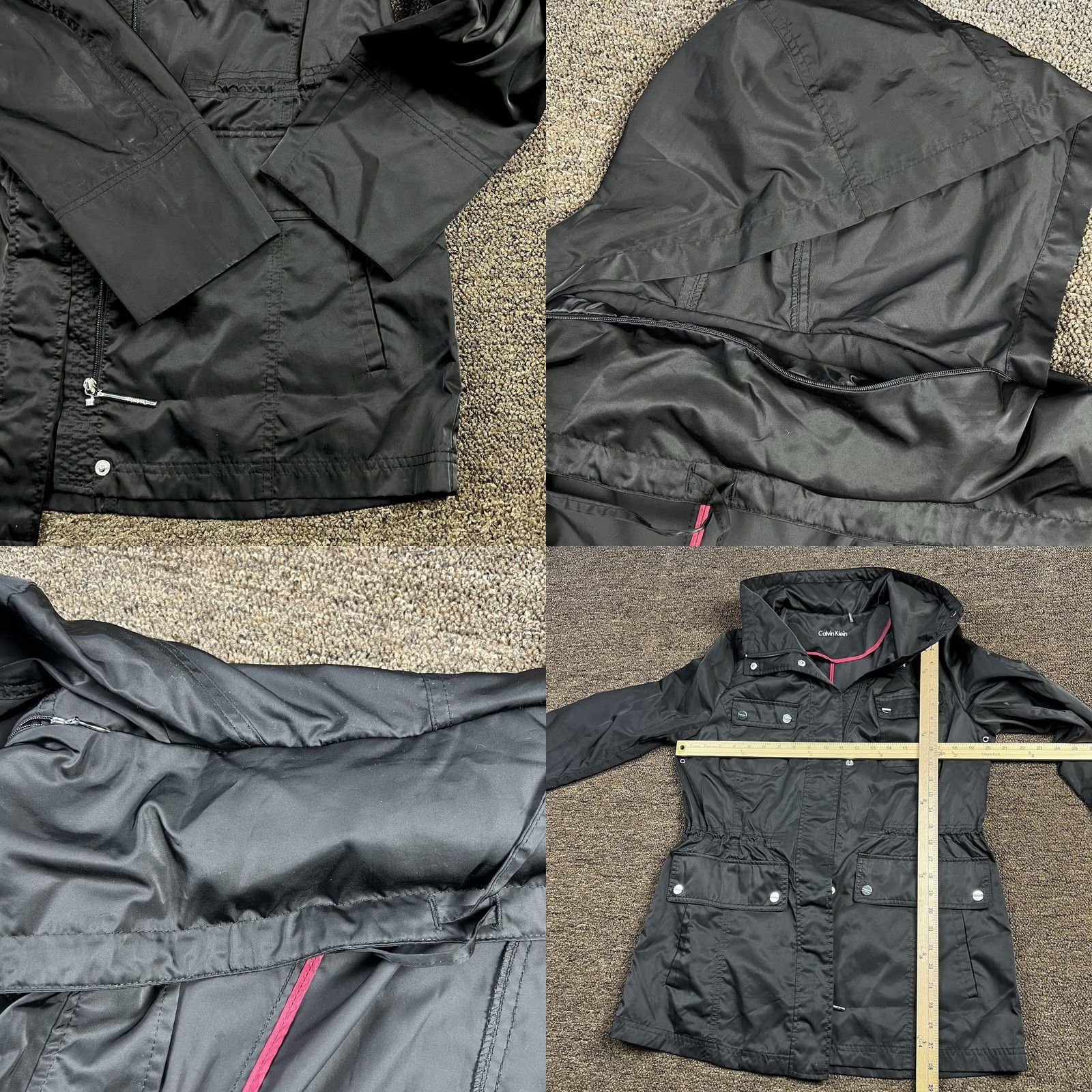 Calvin Klein Calvin Klein Windbreaker Jacket Women Hooded Black Medium Rain Stylish Rain Windbreaker Jacket Adult Womens M Black Logo Zipper Tasseled Size M / US 6-8 / IT 42-44 - 8 Thumbnail