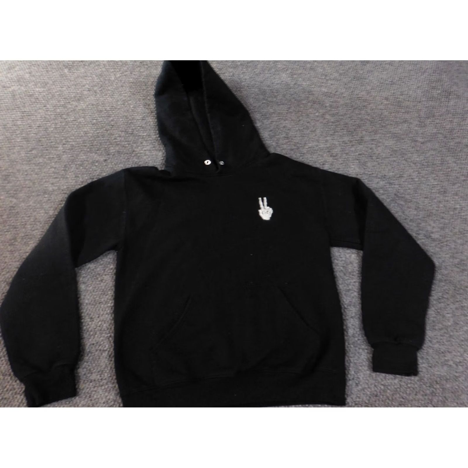 Vintage bowery supply co Hoodie Mens Small Black Zip Pullover Skeleton Peace Logo American Knit Cotton Regular pullover style Size US S / EU 44-46 / 1 - 2 Thumbnail