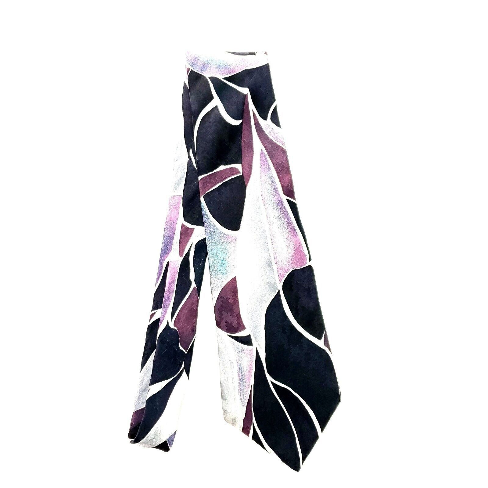 Pierre Cardin Pierre Cardin Silk Tie Print Abstract Black Silver Short Size ONE SIZE - 6 Thumbnail