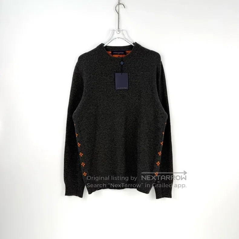 Louis Vuitton Louis Vuitton Grey orange logo cashmere sweater Size US XL / EU 56 / 4 - 3 Thumbnail