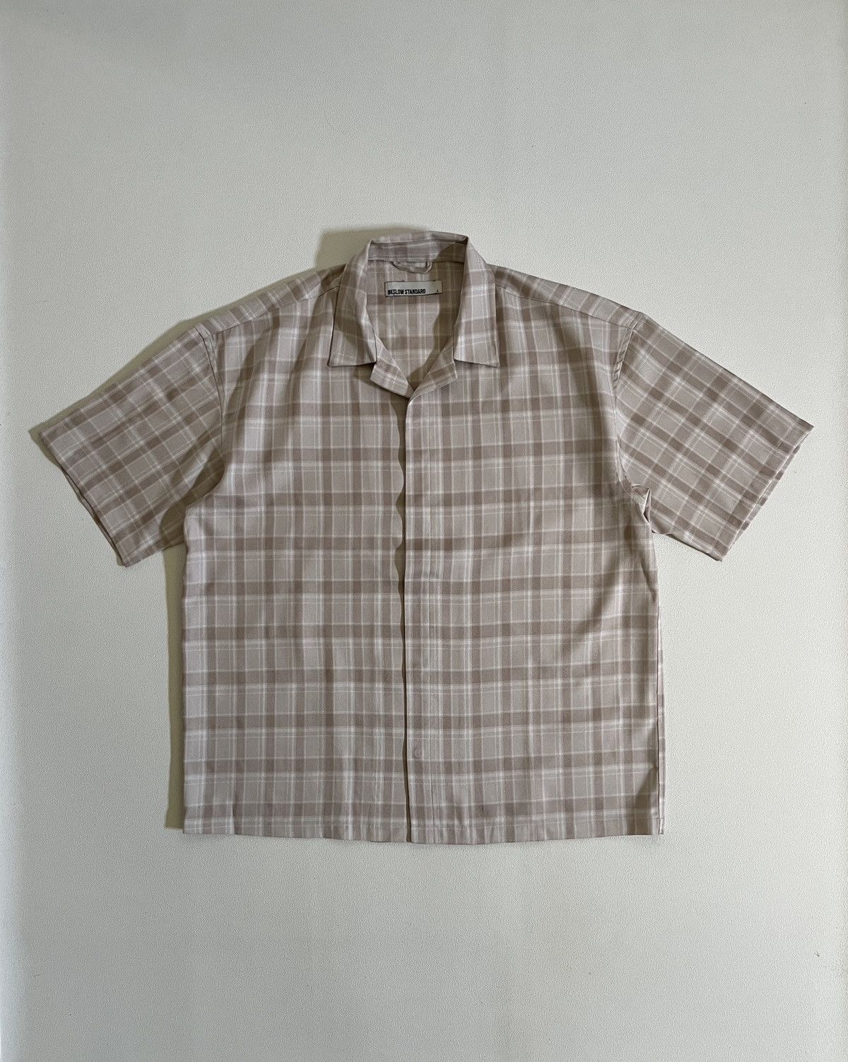 Beams Plus BESLOW Open Collar Check Half Sleeve Shirt Beige Check Size US L / EU 52-54 / 3 - 1 Thumbnail