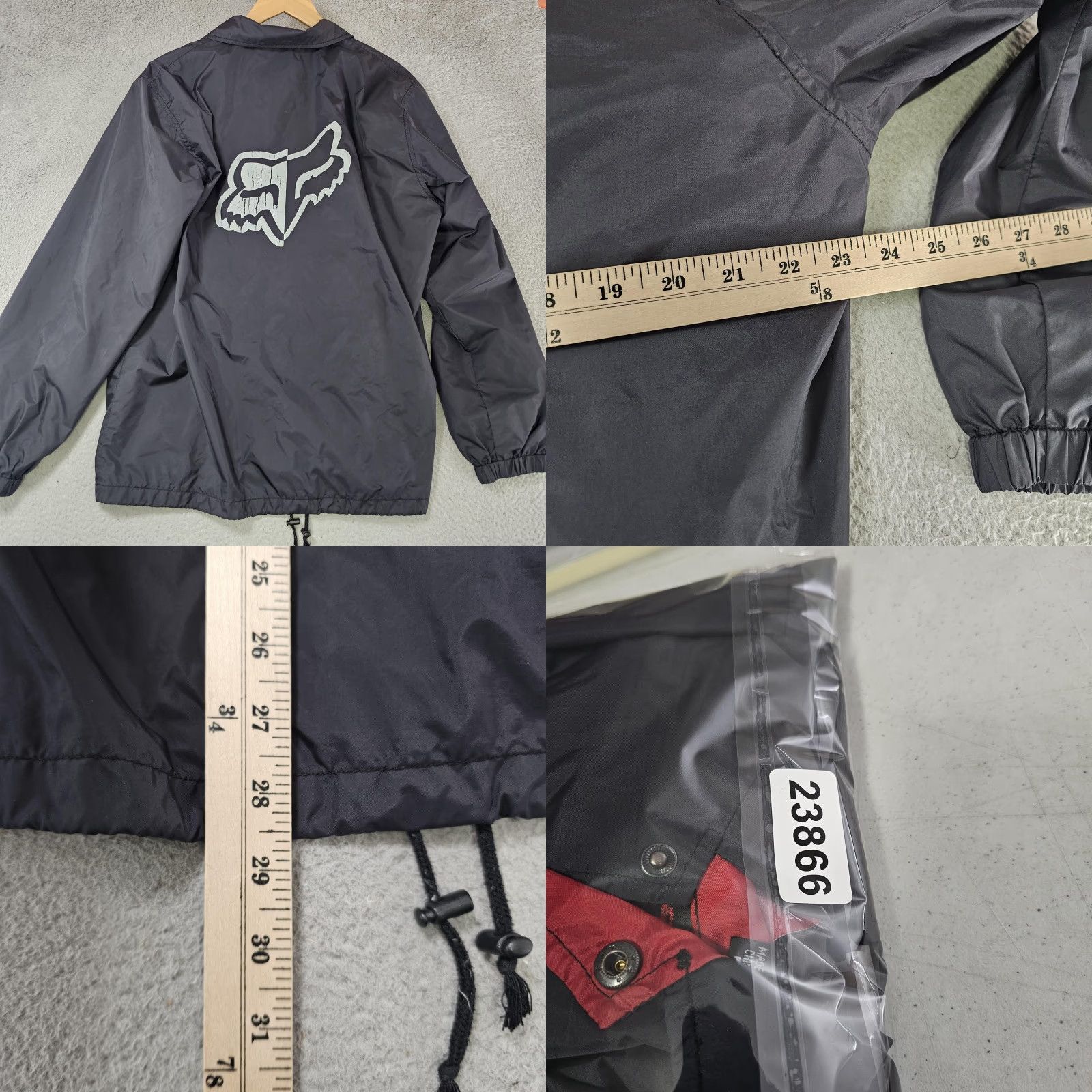 Fox Racing VINTAGE Fox Racing Jacket Mens L Black Windbreaker Snap Front Lined Motocross Moto Size US L / EU 52-54 / 3 - 8 Thumbnail
