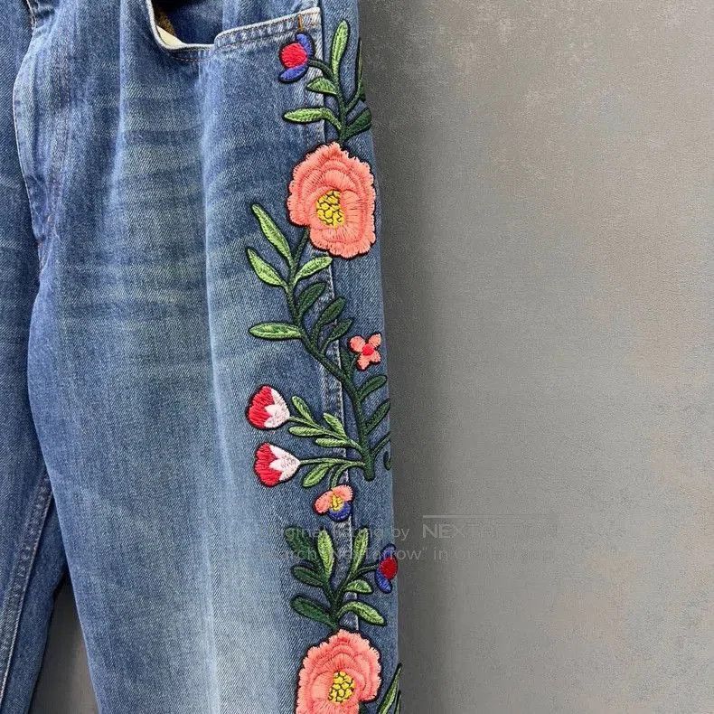 Gucci Gucci Floral Embroidered Denim Fisherman Pants - dmc. Size US 32 / EU 48 - 3 Thumbnail