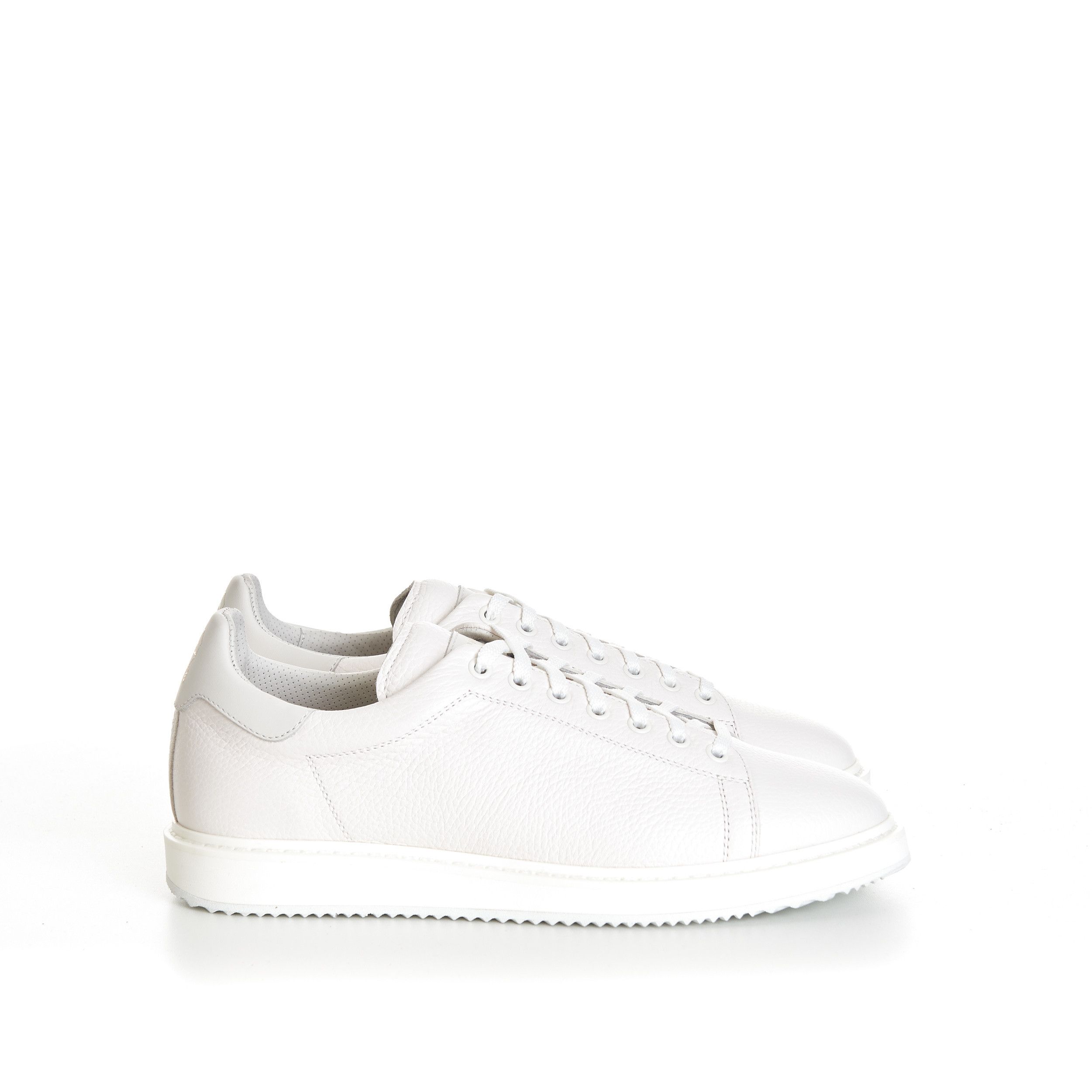 Brunello Cucinelli White Grained Calfskin Leather Low Top Sneakers Size US 6 / EU 39 - 8 Thumbnail
