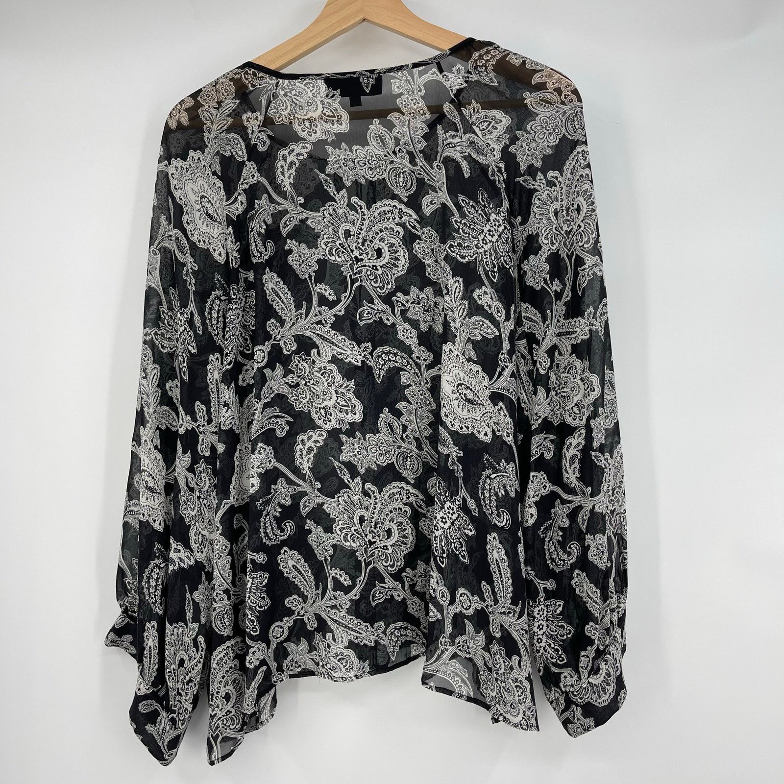 Nili Lotan Nili Lotan | Acadia Black Paisley Bohemian Silk Blouse XS Size XS / US 0-2 / IT 36-38 - 3 Thumbnail