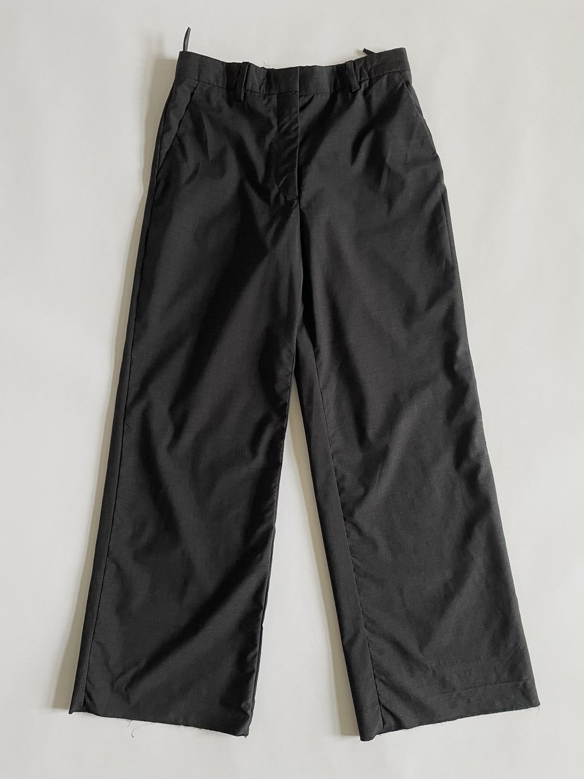 Pre-owned Prada X Raf Simons Prada 2022 Wide Wool Suit Pants In Dark Grey