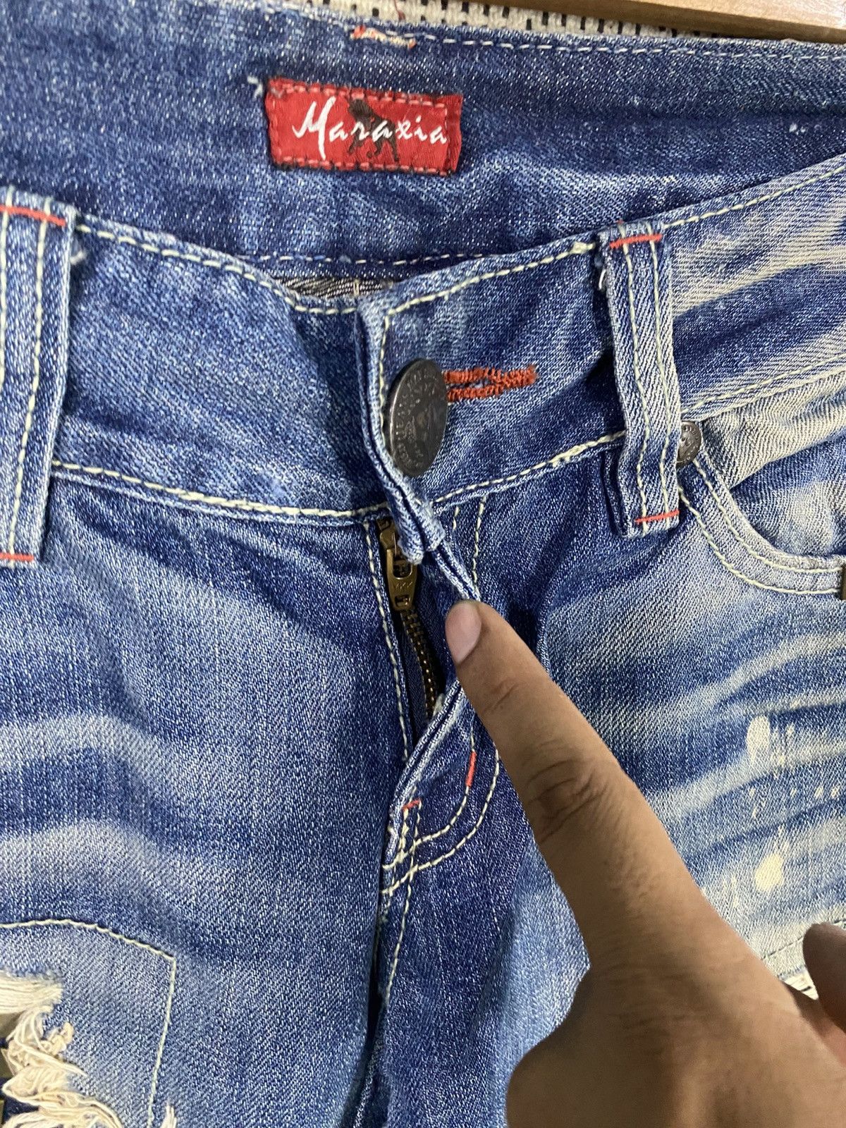 Japanese Brand Maraxia japanase brand distressed denim very rare Size US 31 - 14 Thumbnail