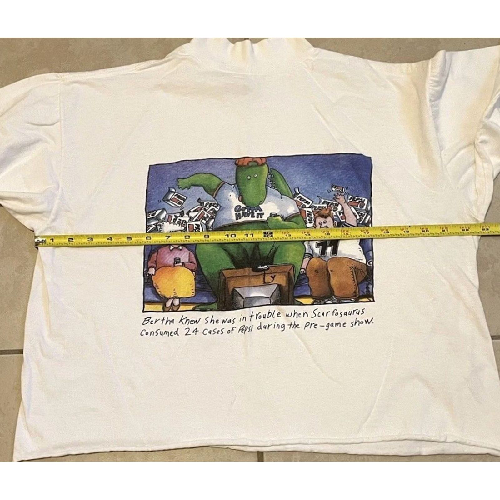 Vintage VINTAGE 90s Pepsi Dinosaur Faded Crop Shirt USA Funny Soda Cartoon Coca Cola Coke White Women Size ONE SIZE - 7 Thumbnail