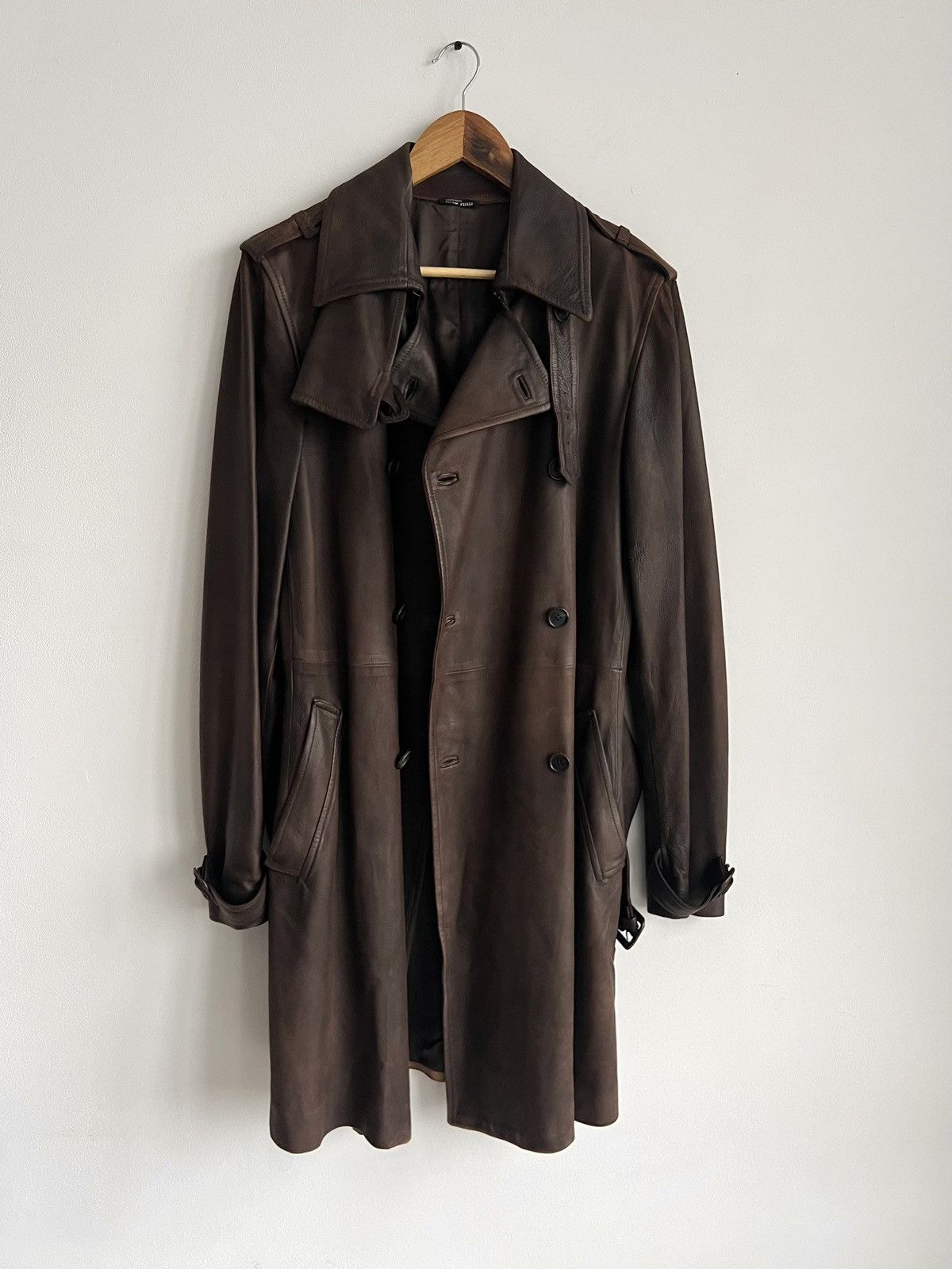 Miu Miu 🔥Archive Miu Miu FW2006 Hand Dyed Leather Trench Coat Brown Size M / US 6-8 / IT 42-44 - 3 Thumbnail