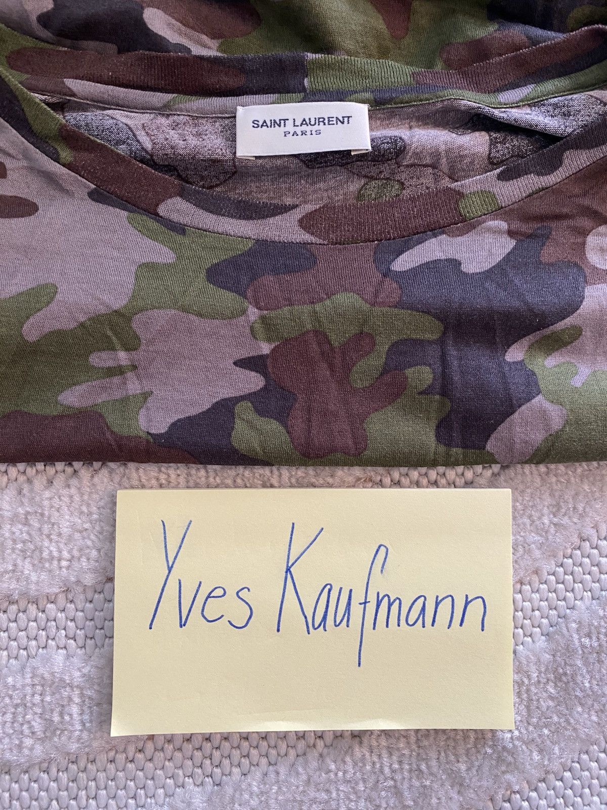 Saint Laurent Paris Saint Laurent Paris Camo Over Printed Camo T-Shirt (Size L) Size US L / EU 52-54 / 3 - 3 Thumbnail