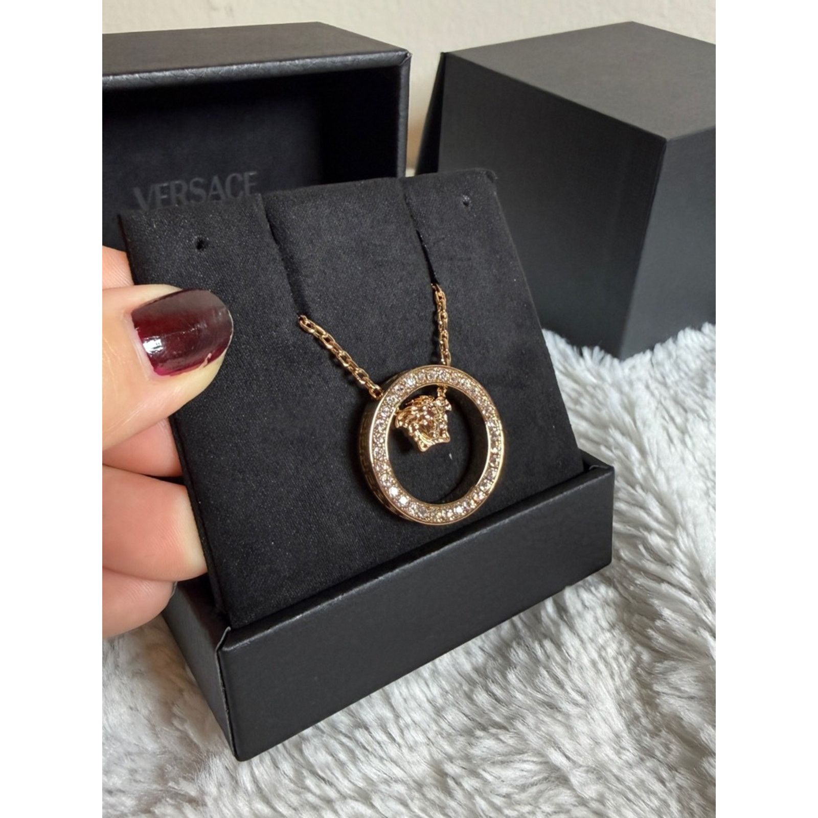 Versace Versace bronze Gold Crystal Medusa Circle Necklace Size ONE SIZE - 2 Thumbnail