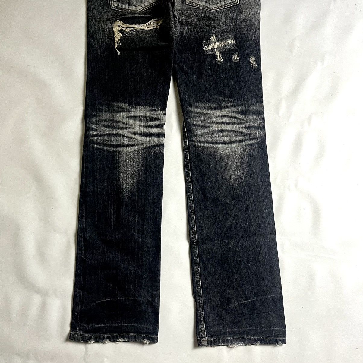 JACKROSE 2000s- Jackrose Faded Black Clawmark Crash Denim Size US 31 - 7 Thumbnail