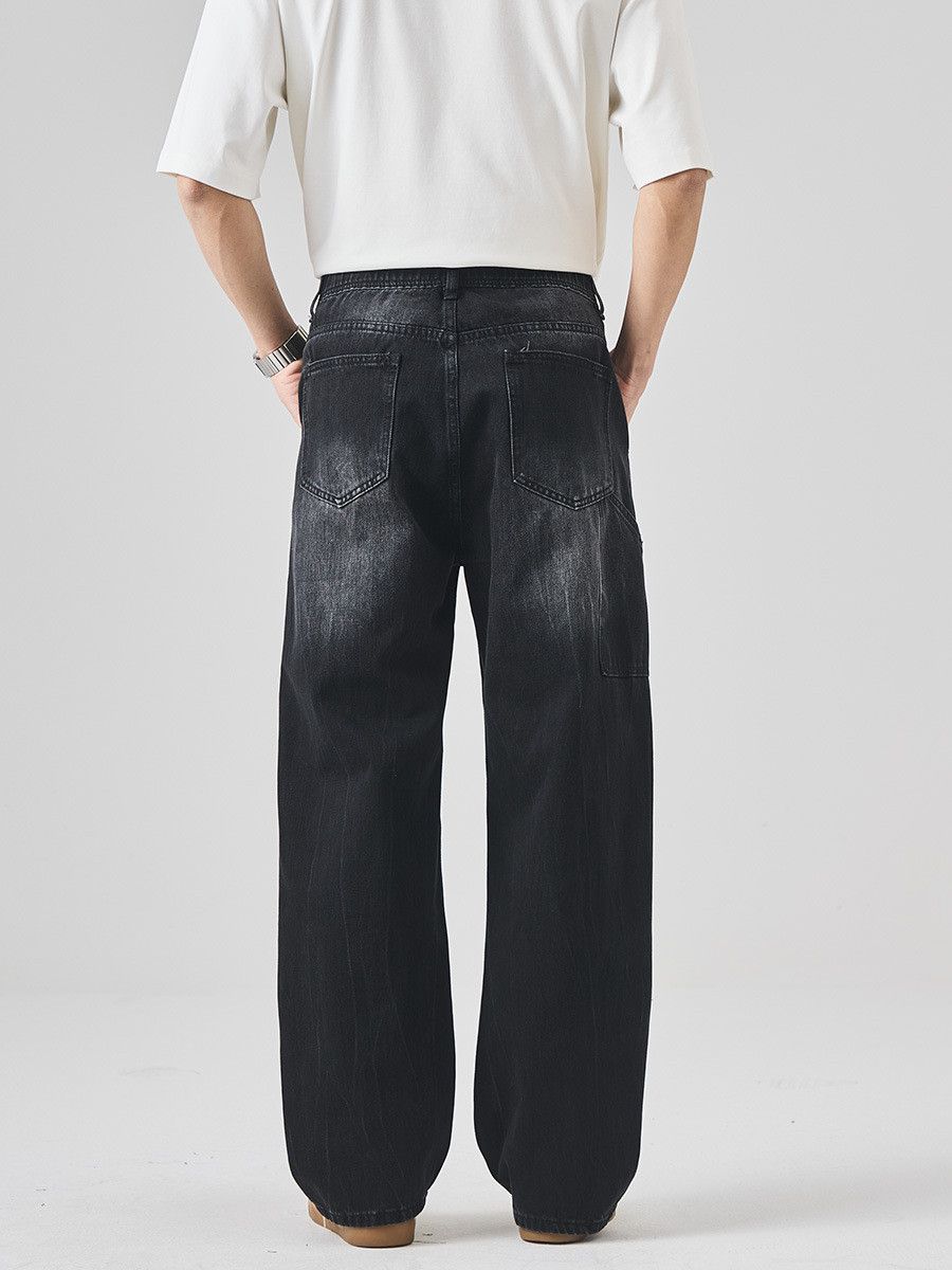 Jean Men's Vintage Washed & Distressed Straight Black Jeans Size US 32 / EU 48 - 3 Thumbnail