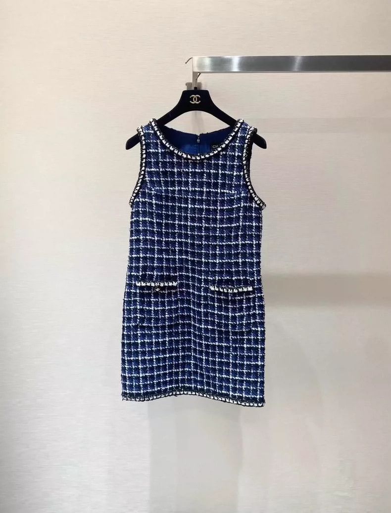 Chanel Chanel Blue and White Checkered Dress- DMC Size US 30 / EU 46 - 1 Thumbnail