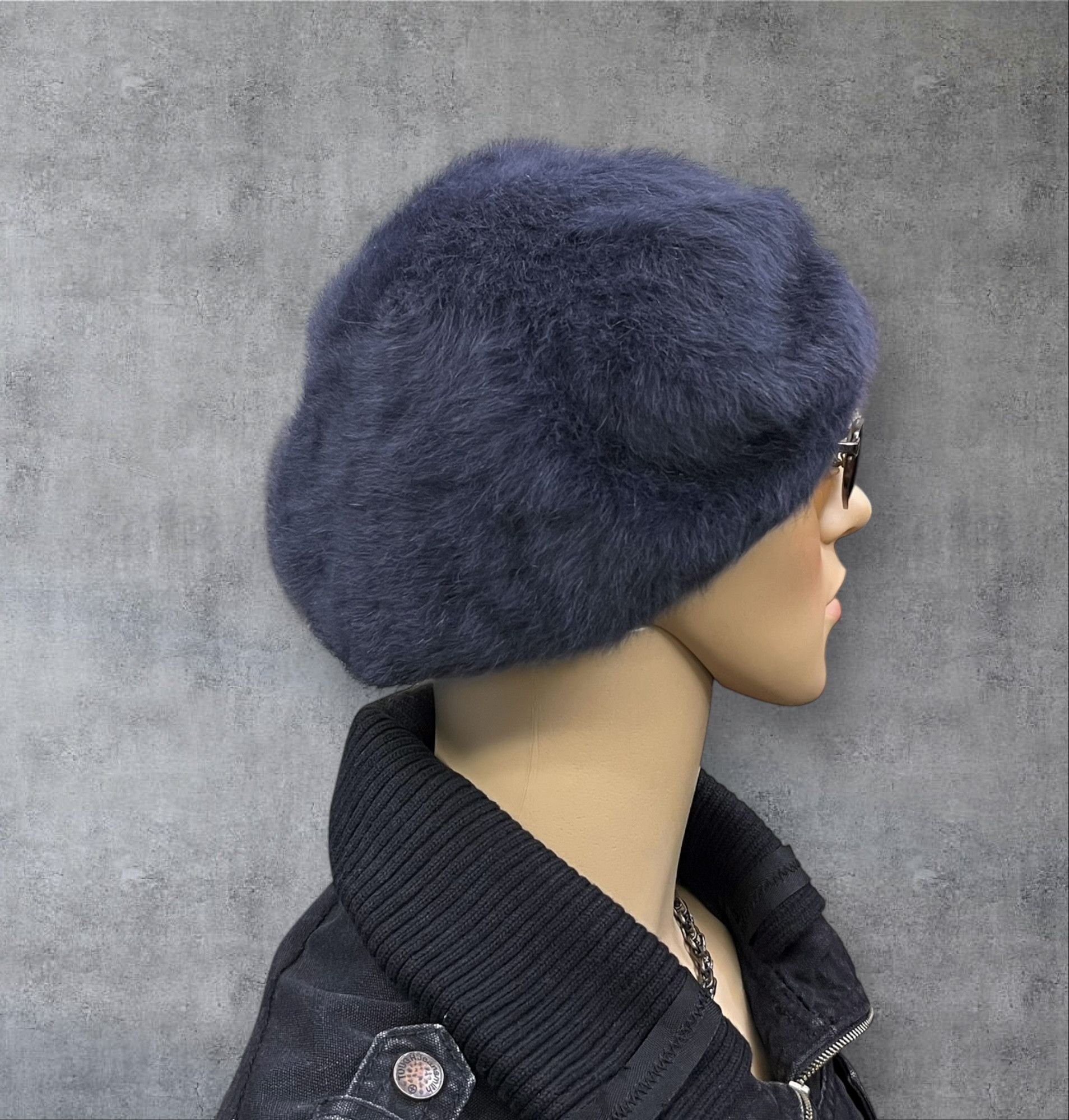 BEAUTY&YOUTH Vintage Beauty & Youth Ash Gray Rabbit Fur Hairy Berets Hat Size ONE SIZE - 2 Thumbnail