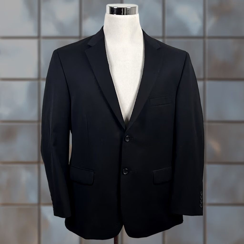 Pronto Uomo Pronto Uomo Sport Coat 44S Wool All Black 2-Button Lined Double-Vented Men Jacket Single-Breasted Notch Lapel Wool 100% Formal Lightweight Size US S / EU 44-46 / 1 - 1 Thumbnail