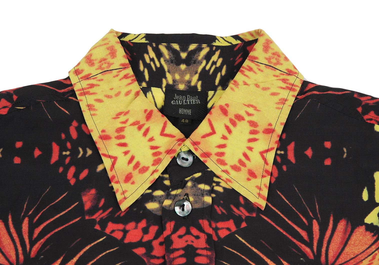 Jean Paul Gaultier Rayon Butterfly Graphic Shirt in Black Yellow Red Size US M / EU 48-50 / 2 - 3 Thumbnail