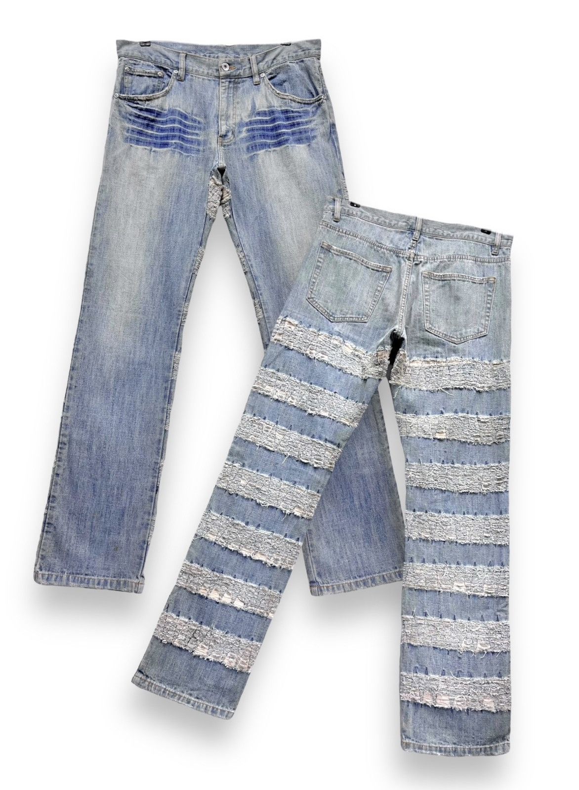 Japanese Brand GUMU Hagi Distressed Design Lightwash Hysteric Glamour Style Size US 32 / EU 48 - 1 Thumbnail