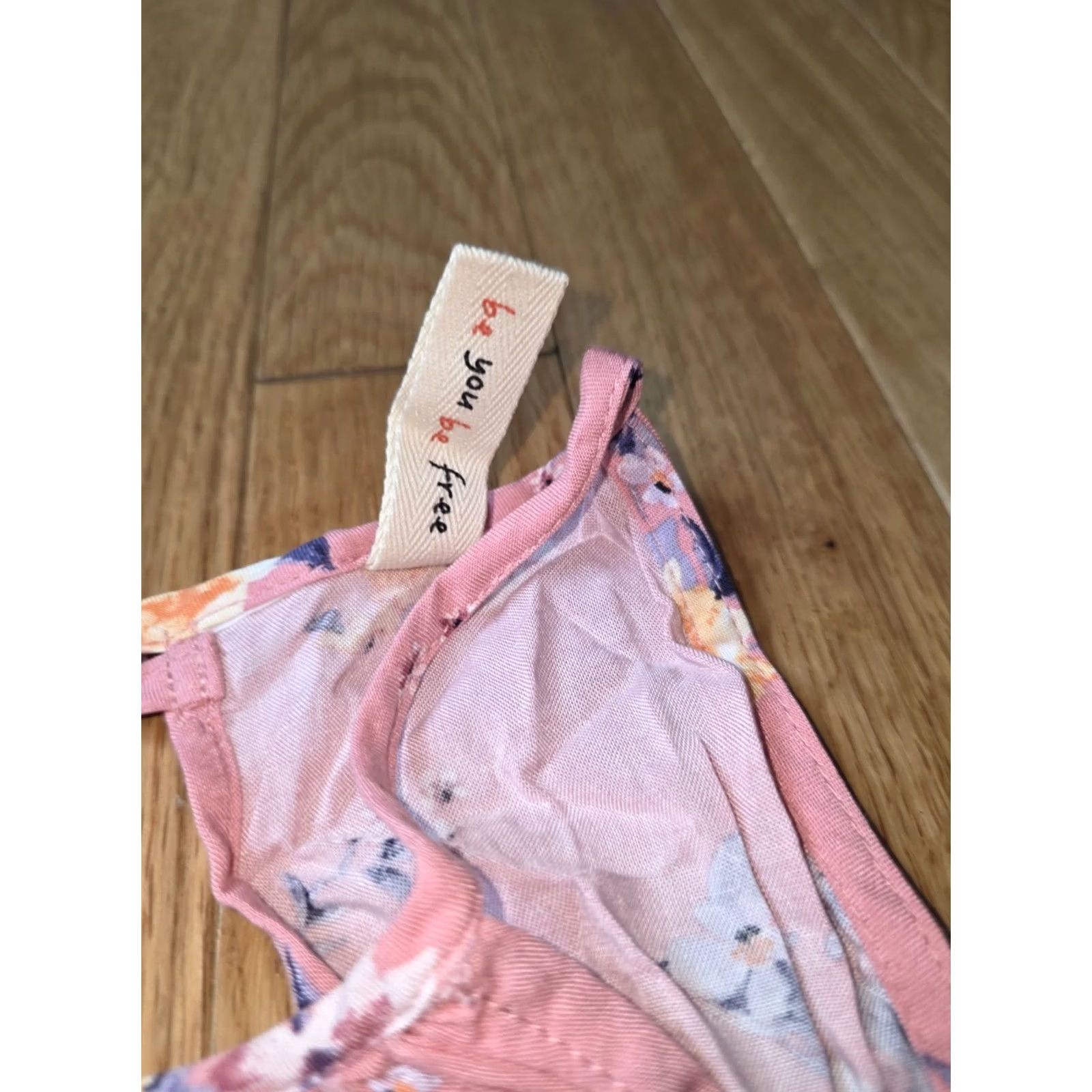 Vintage Bebop OnePiece Romper Women's S Pink Floral Halter Keyhole Back Elastic Size 28" / US 6 / IT 42 - 2 Thumbnail