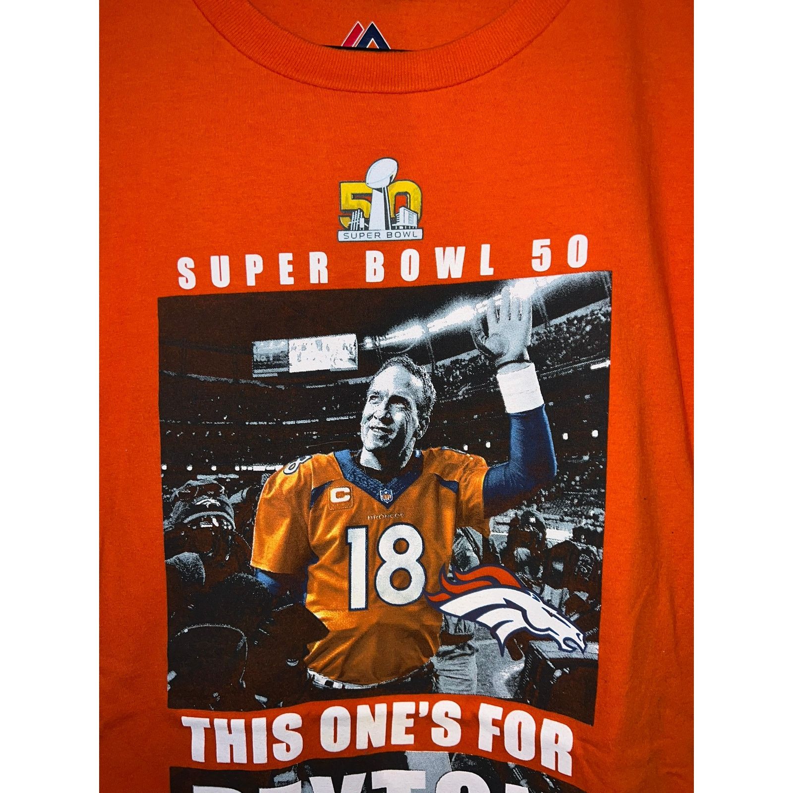 NFL Y2K Peyton Manning Super Bowl 50 Orange Shirt 2000s Medium Size US M / EU 48-50 / 2 - 2 Thumbnail