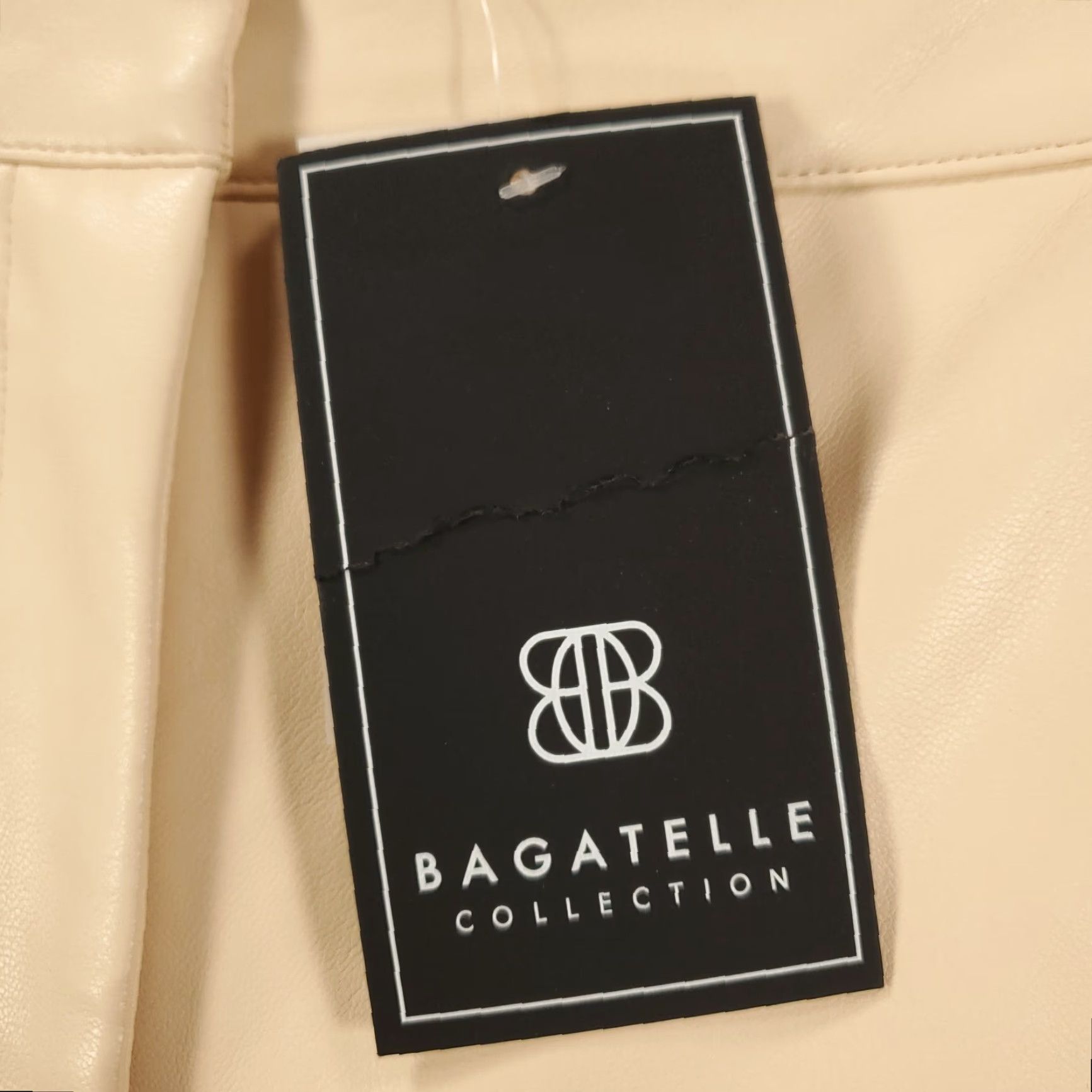 Vintage Bagatelle Brand New Womens Wide Leg Faux Leather Pants Size Large Cropped Peach Cream Beige NWT Size 36" / US 14 / IT 50 - 5 Thumbnail