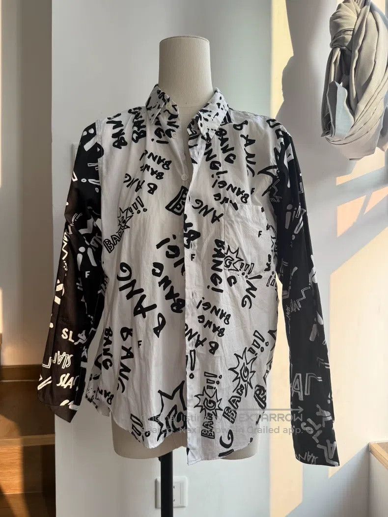 Comme des Garcons Comme des Garcons Black and white stitching graffiti shirt Size S / US 4 / IT 40 - 2 Thumbnail