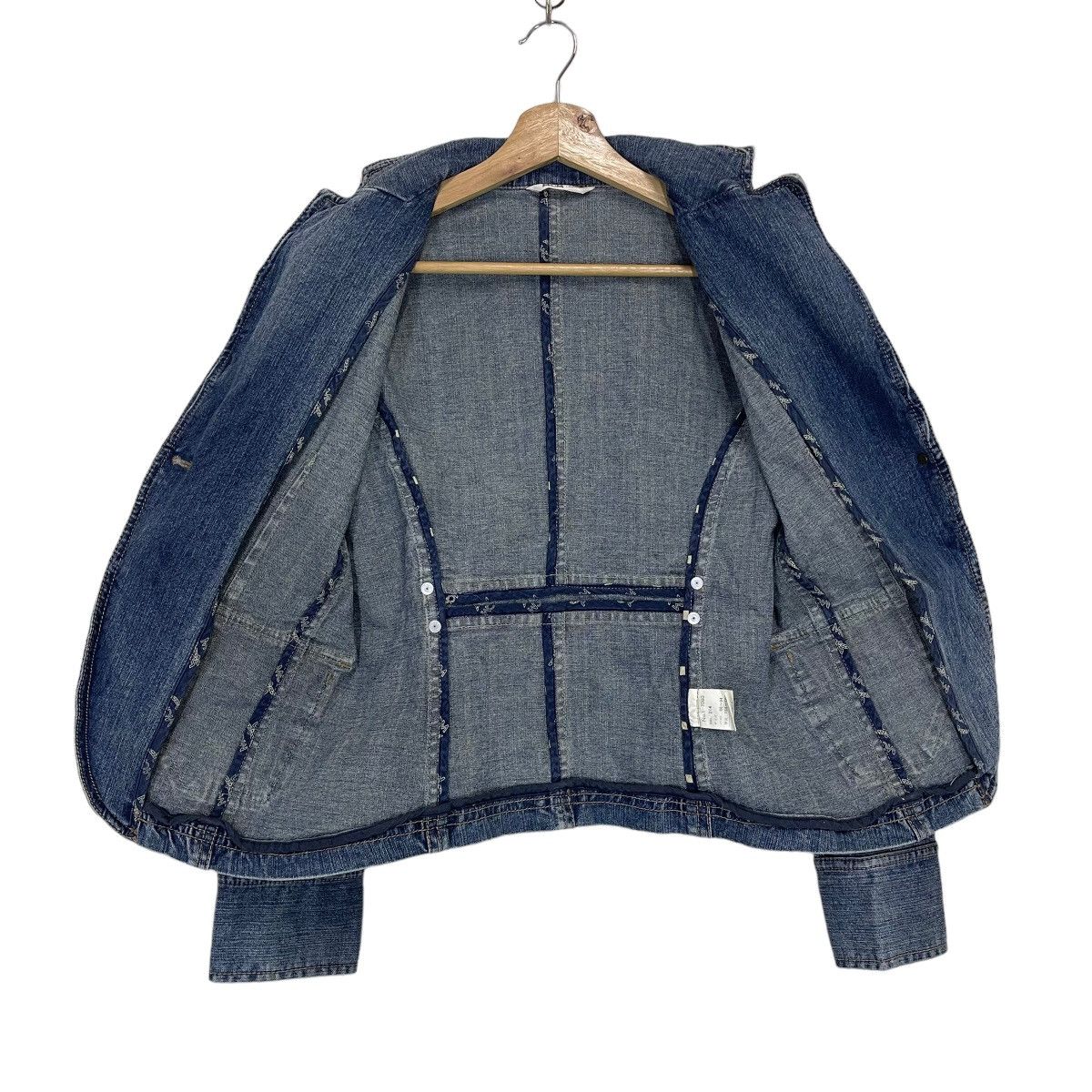 Designer × MCM Vintage 90s Moderne Creation Munchen Denim Blazer Size S / US 4 / IT 40 - 9 Thumbnail