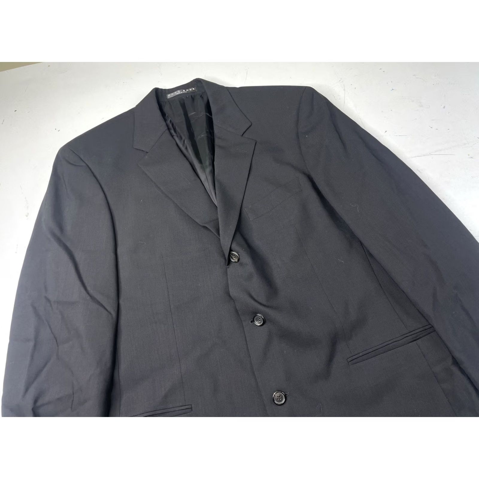 Hugo Boss VINTAGE Hugo Boss EINSTEIN/SIGMA 2-Pcs 3 Button Wool Suit Solid Black Size 44R USA Mens Suit Size 44R - 3 Thumbnail