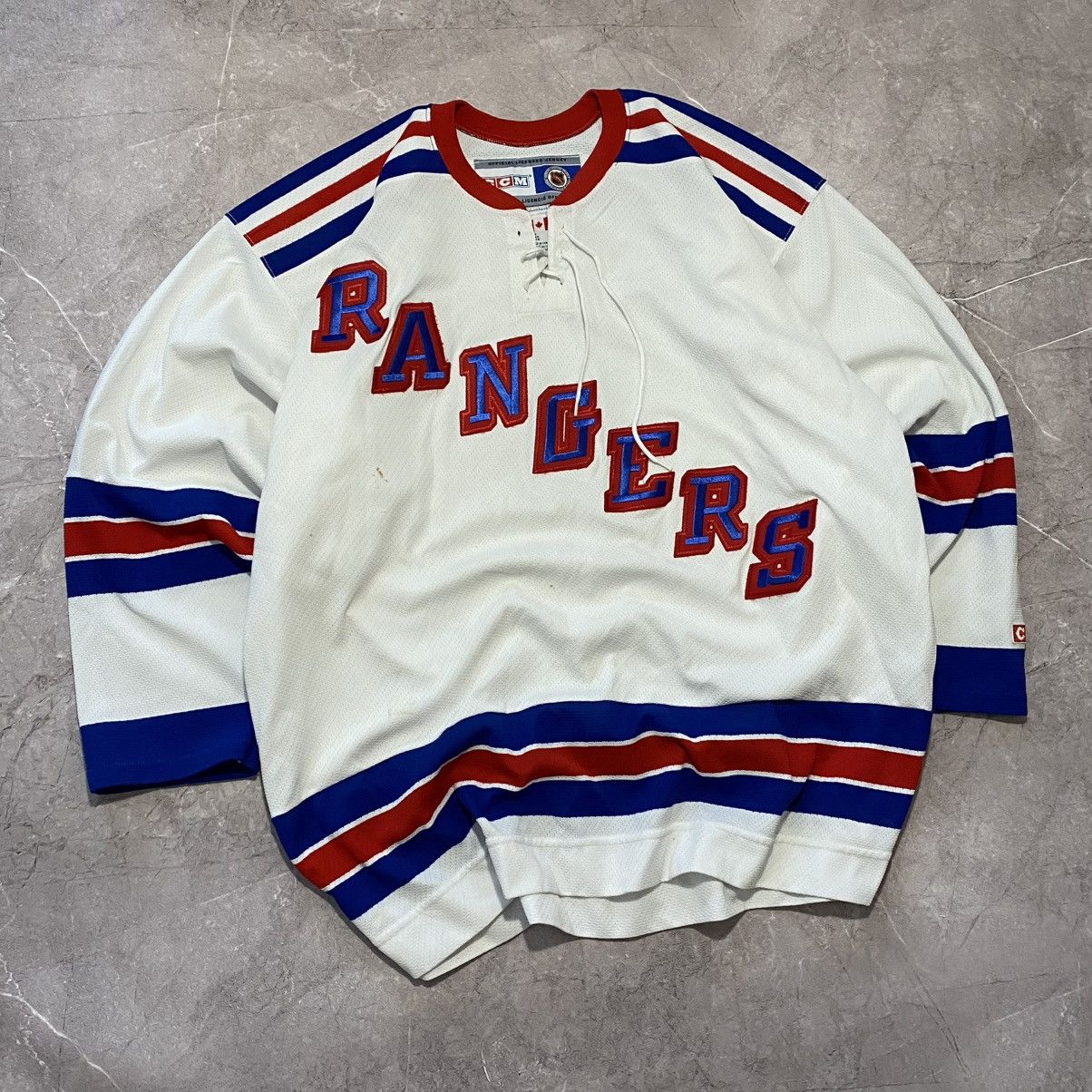 NHL × Vintage VINTAGE NEW YORK YANKEES RANGERS NHL HOCKEY JERSEY CCM 90s Size US XL / EU 56 / 4 - 1 Thumbnail