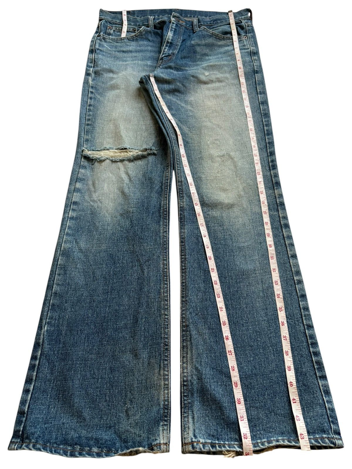 Japanese Brand Vintage Japanese Brand Faded Wash Ripped Flare Jeans Size US 33 - 13 Thumbnail