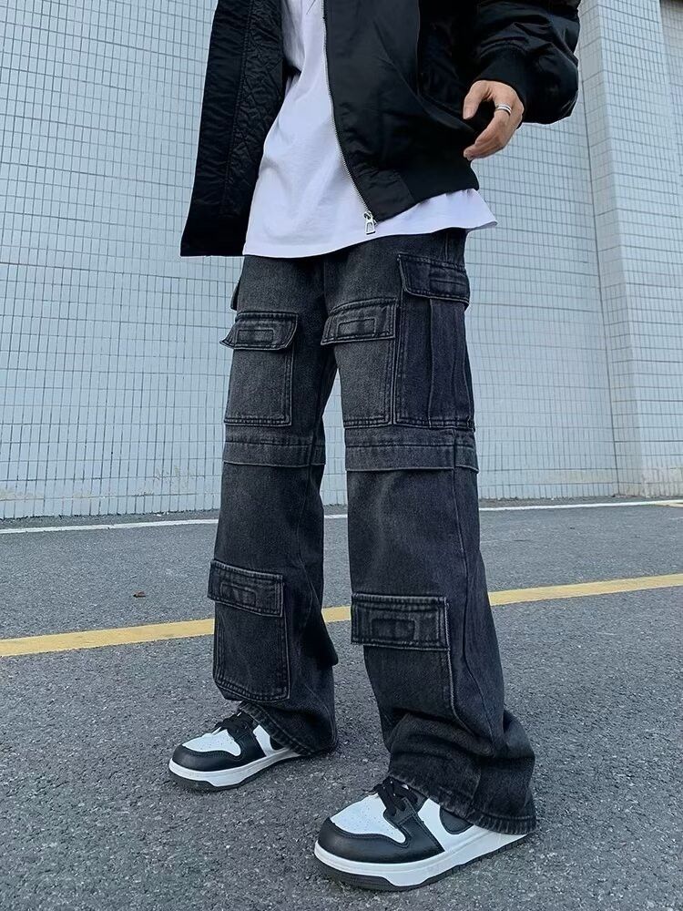 Japanese Brand × Jean Cyber Y2K Streetwear Baggy Wide Leg Jeans Size US 31 - 6 Thumbnail