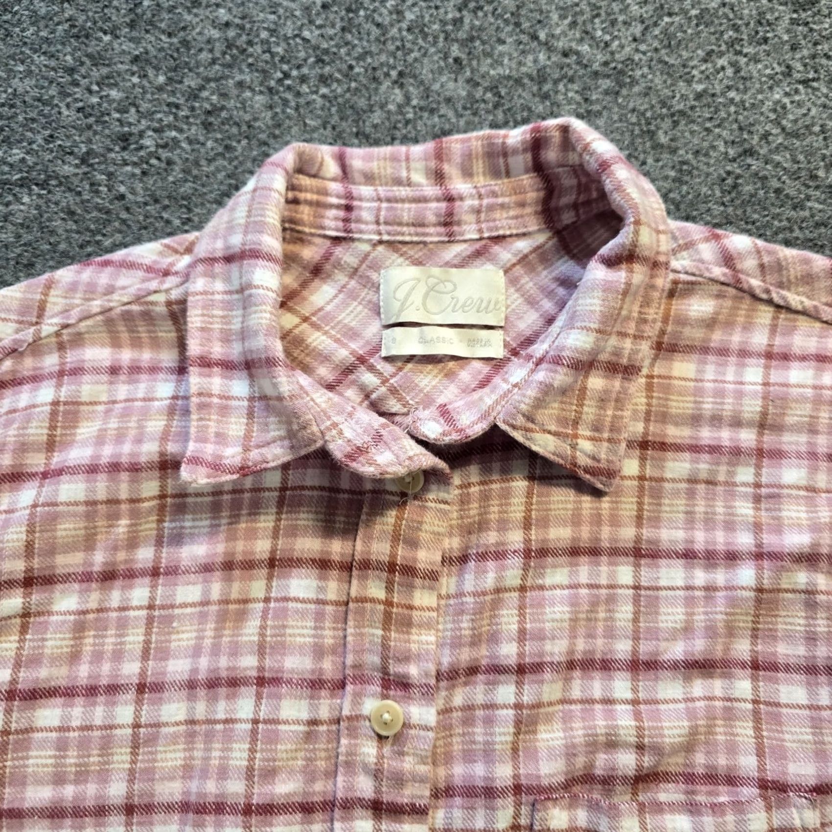 J.Crew J.CREW Top Womens Size 8 Pink White Plaid Flannel Button Classic Casual Blouse Size M / US 6-8 / IT 42-44 - 2 Thumbnail
