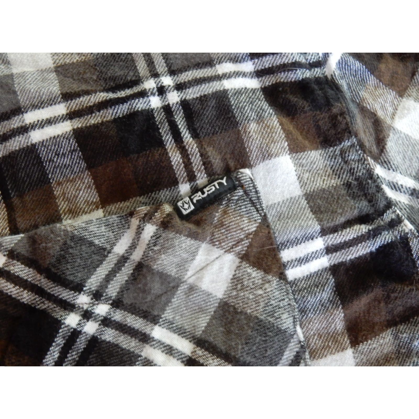 Rusty RUSTY Shirt Men Long Sleeve Button-Up Plaid Flannel L Black Cotton" Size US L / EU 52-54 / 3 - 3 Thumbnail