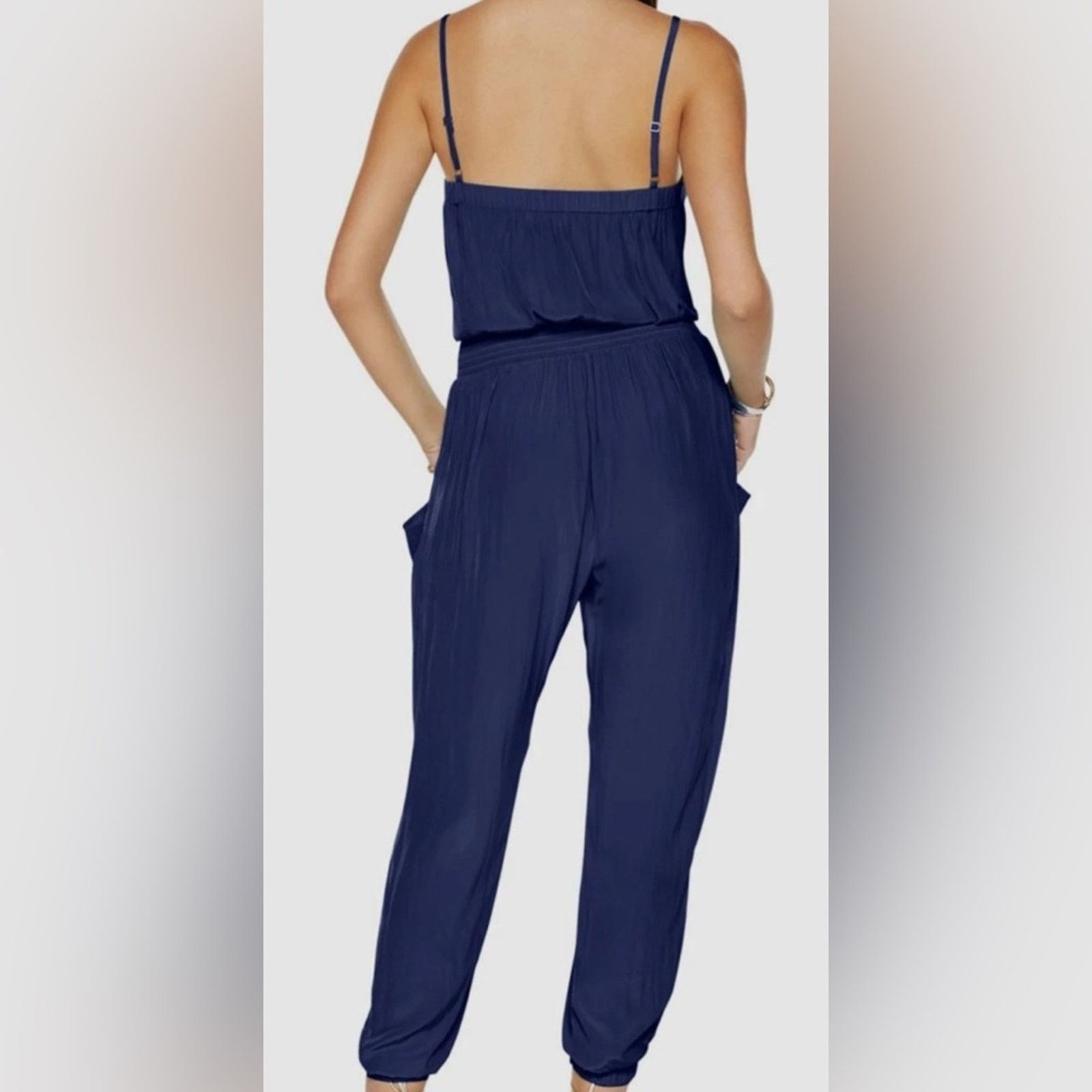 Ramy Brook Ramy Brook- Blue Ivy Satin Jogger Jumpsuit-M $395 retail Size 28" / US 6 / IT 42 - 2 Thumbnail