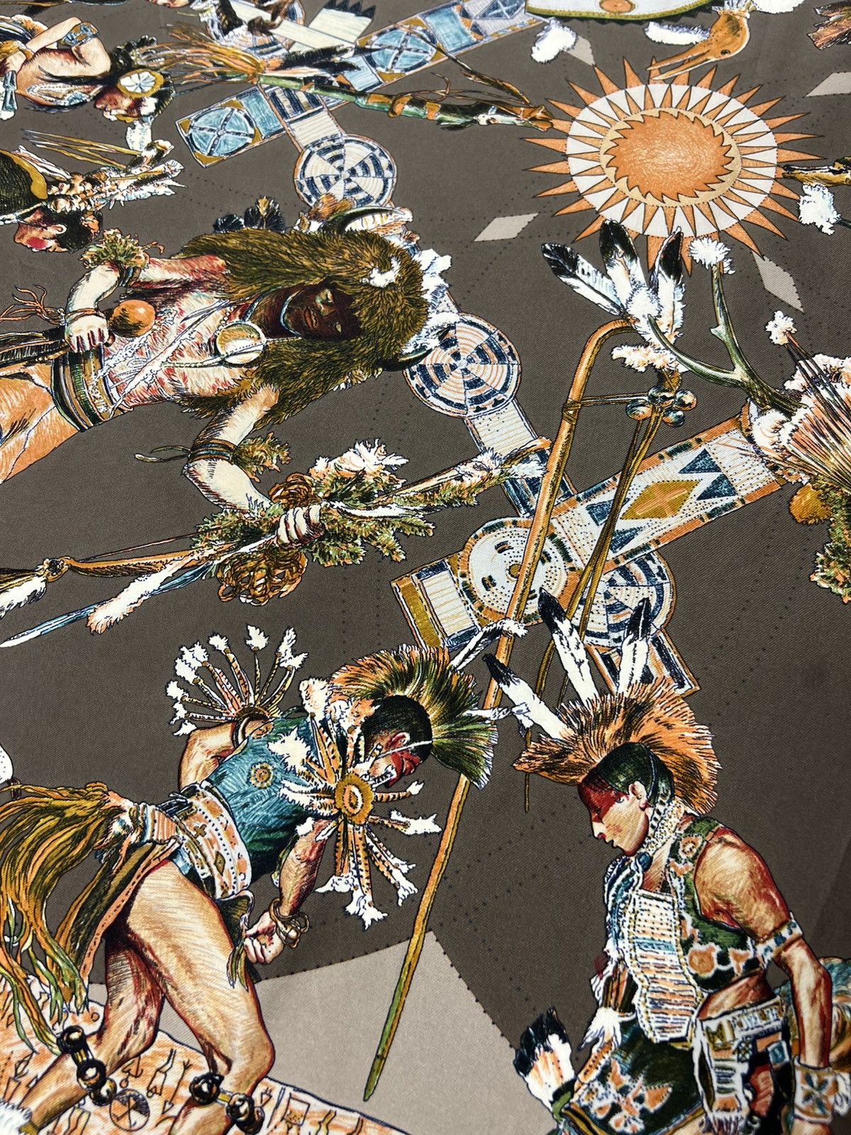 Hermes Vintage 90s Hermes Les Dances Des Indiens silk scarf native Size ONE SIZE - 10 Thumbnail