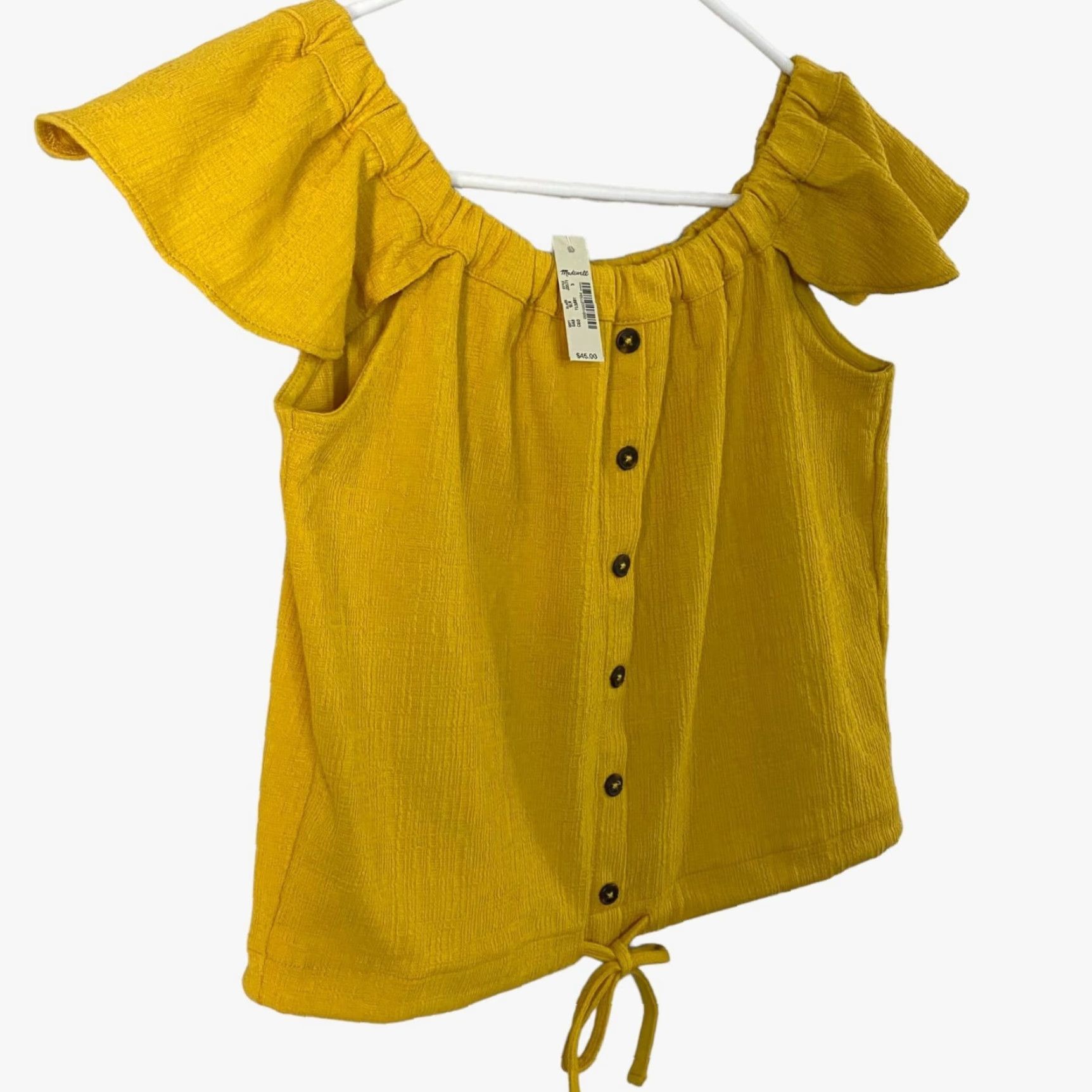 Madewell Madewell Texture & Thread Off The Shoulder Top Yellow Women's Small New Stretch Size S / US 4 / IT 40 - 2 Thumbnail