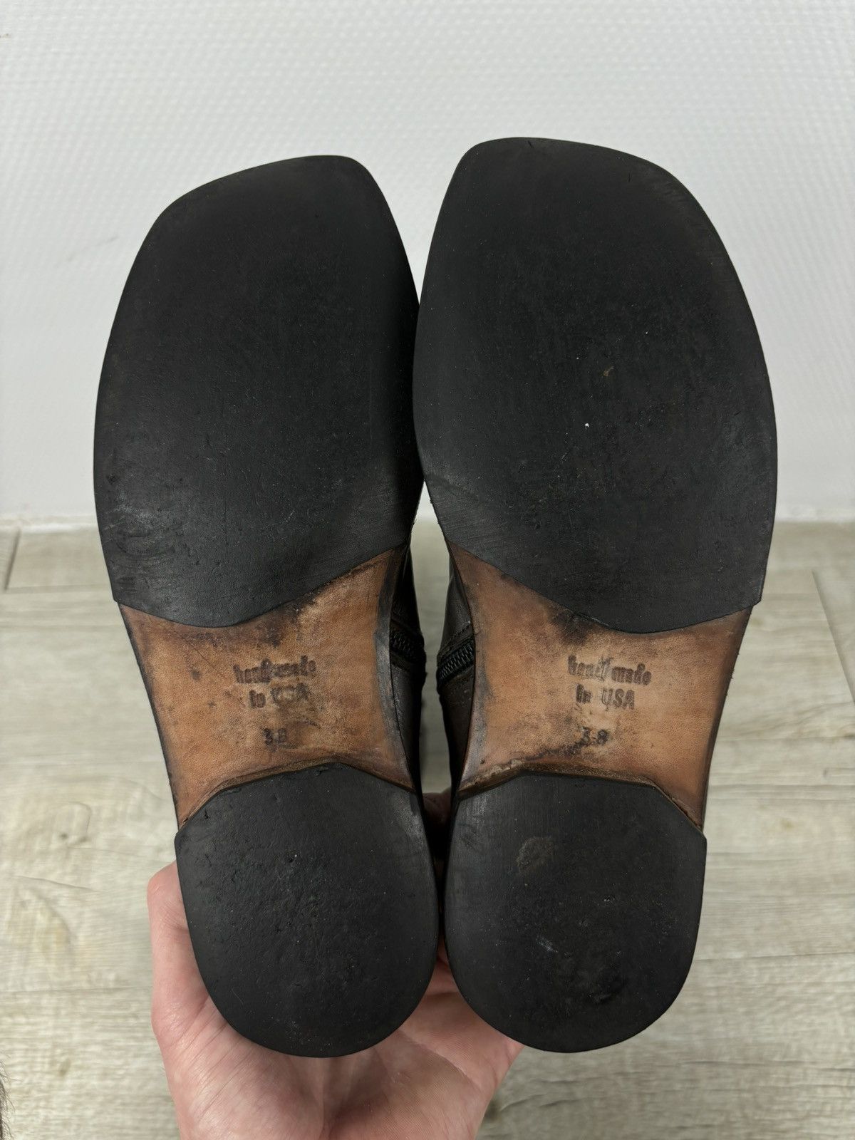 CYDWOQ RARE RUGGED Hand Made USA Leather Knee High Hessian Boots 38 Size US 8 / IT 38 - 10 Thumbnail