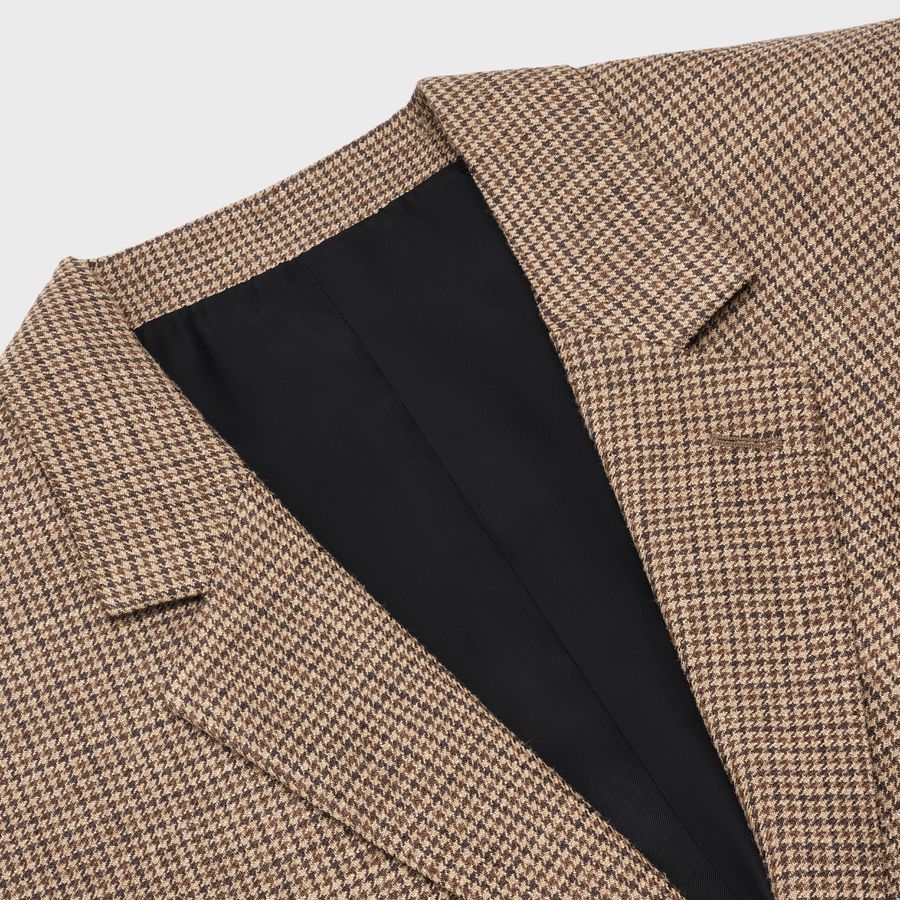 Celine o1loc1c1124 Jude Jacket In Houndstooth in Camel/Toffee Size S / US 4 / IT 40 - 3 Thumbnail