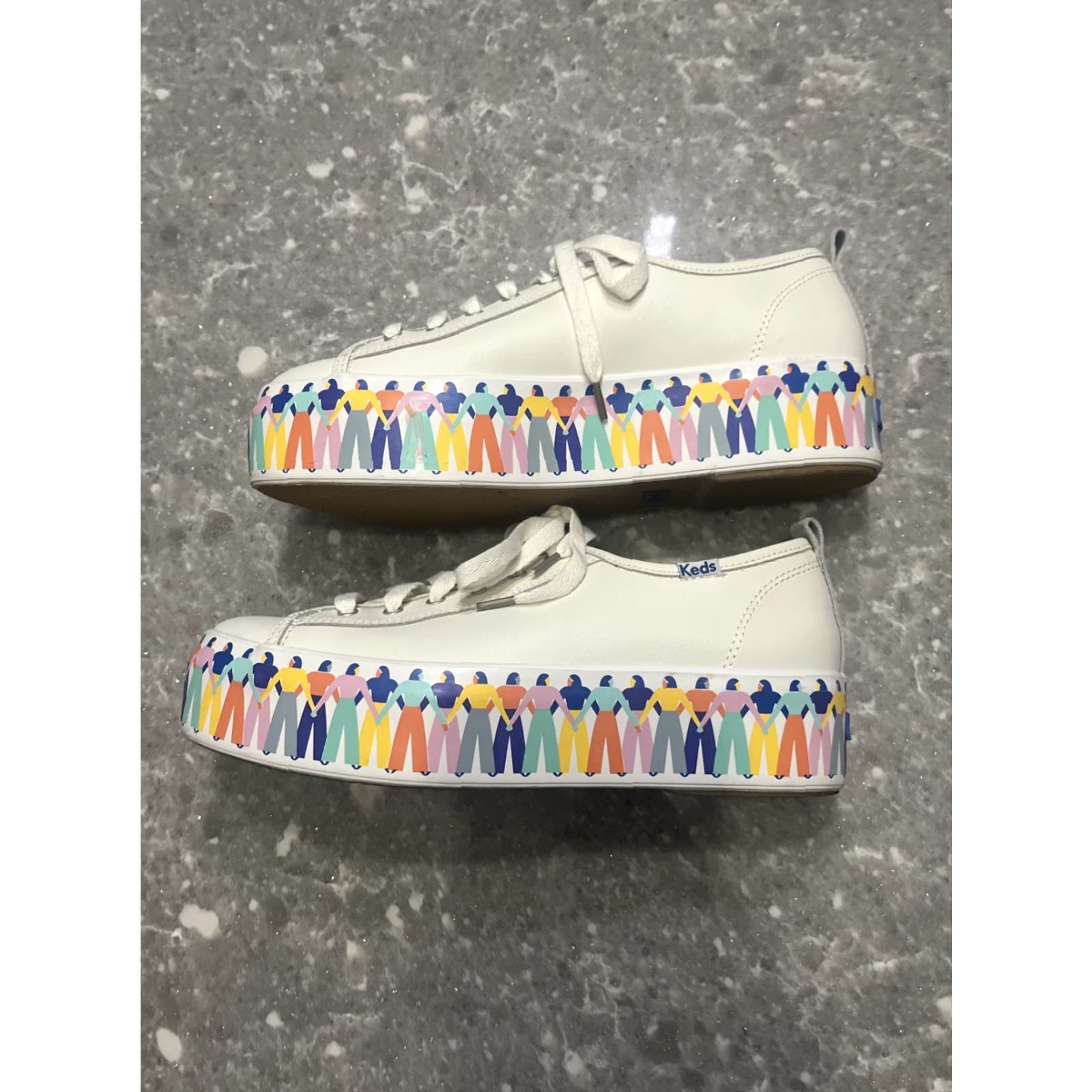 Keds Keds Triple Up Leather Rainbow Platform Sneakers WH65551 7.5 Womens Shoes White Rainbow Platform Sneakers Size US 8 / IT 38 - 5 Thumbnail